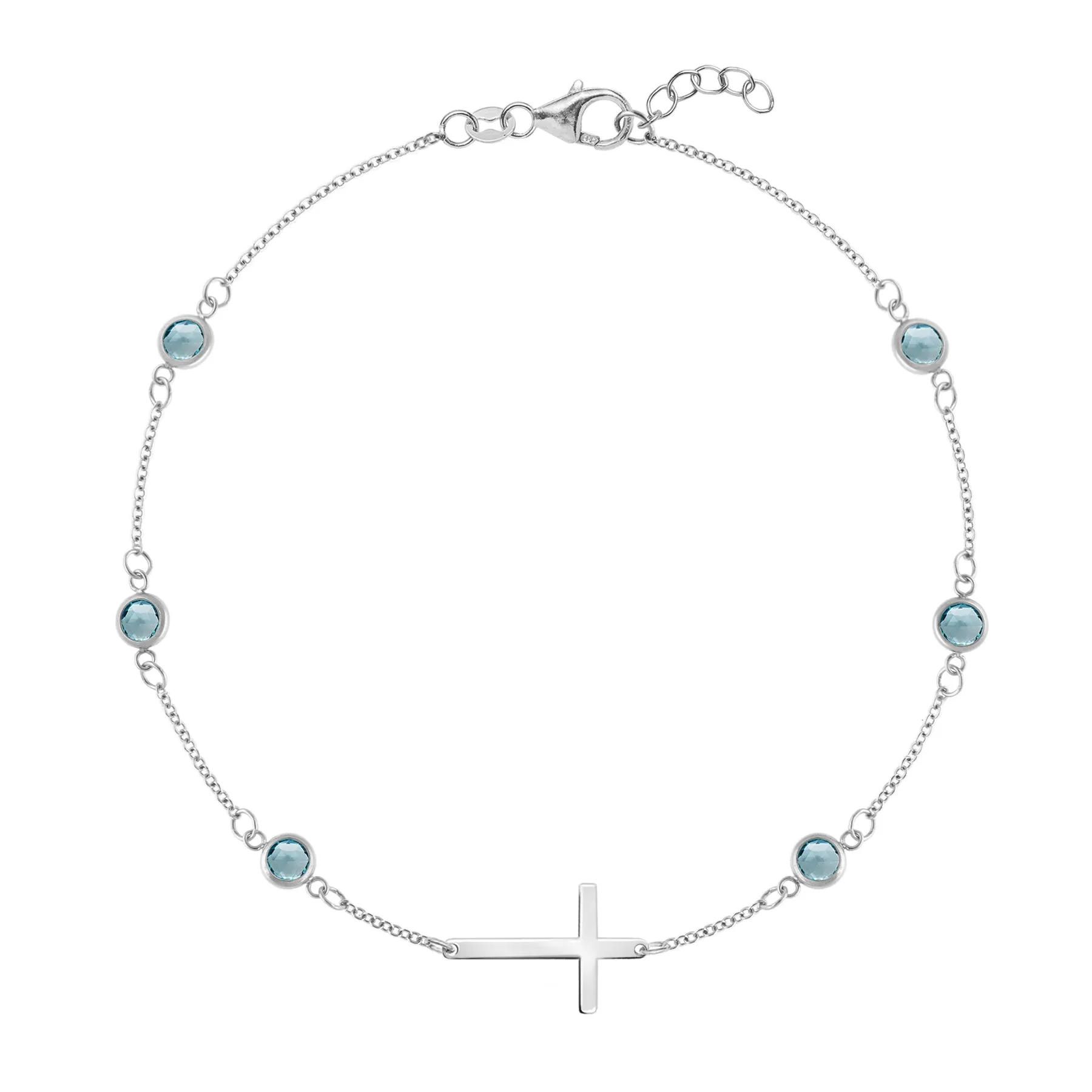 Bayberry Nantucket Blue Topaz Birthstone Cross Bracelet in 14k Gold (December) sold by Haverhill product image thumbnail 5