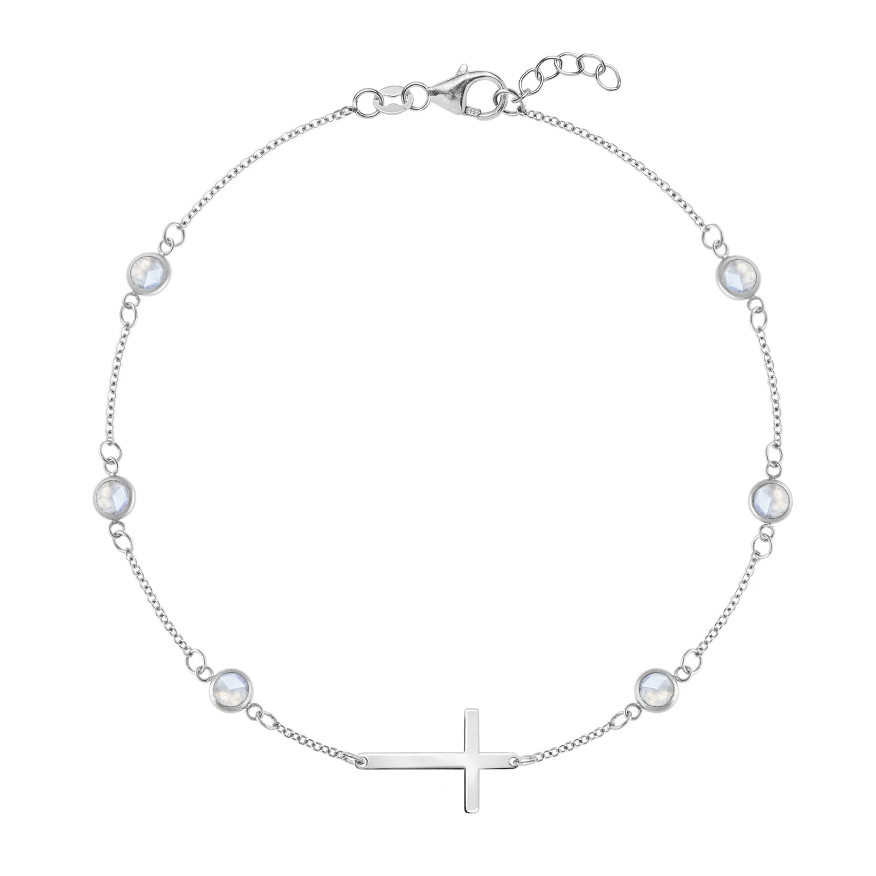Bayberry Moonstone Birthstone Cross Bracelet in 14k Gold (June) sold by Haverhill product image thumbnail 5