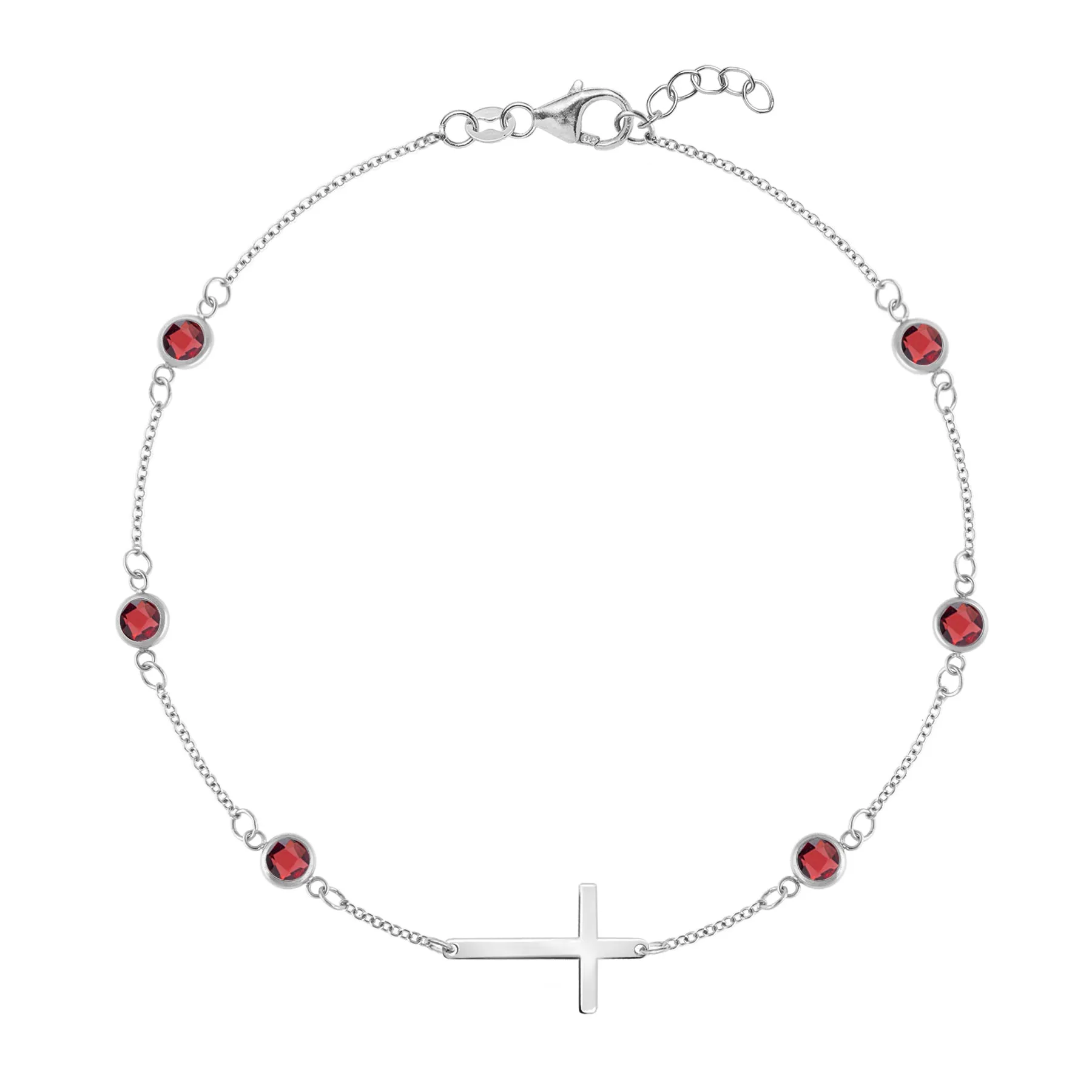 Bayberry Garnet Birthstone Cross Bracelet in 14k Gold (January) sold by Haverhill product image thumbnail 5