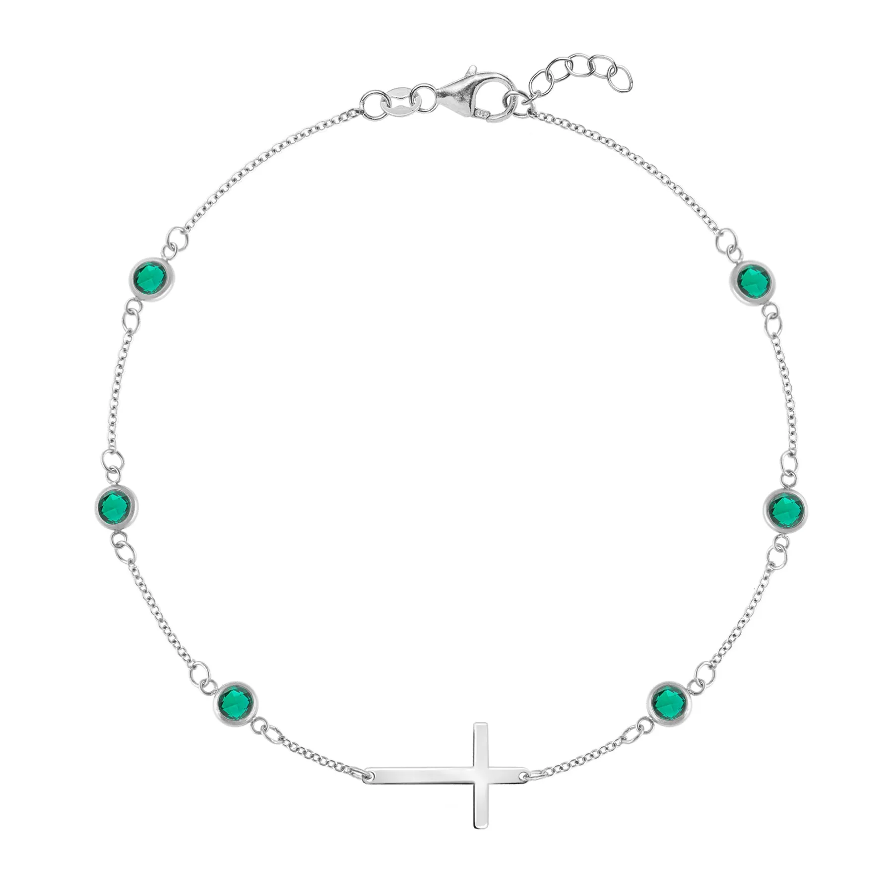Bayberry Emerald Birthstone Cross Bracelet in 14k Gold (May) sold by Haverhill product image thumbnail 5
