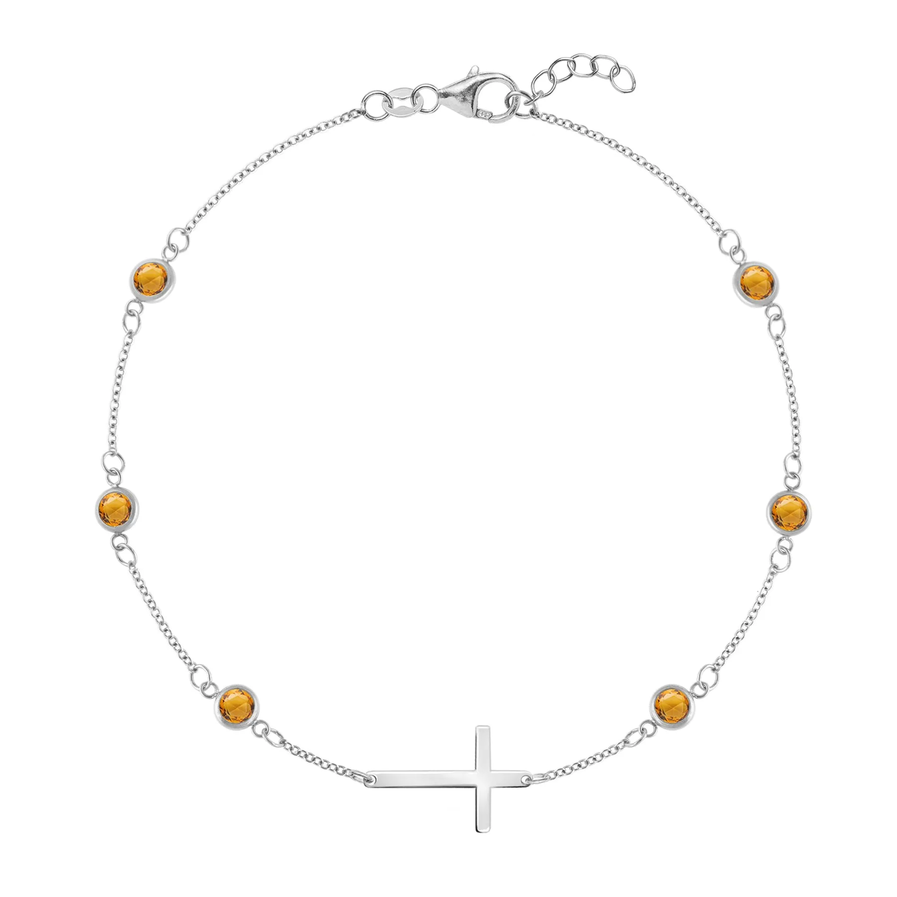 Bayberry Citrine Birthstone Cross Bracelet in 14k Gold (November) sold by Haverhill product image thumbnail 5