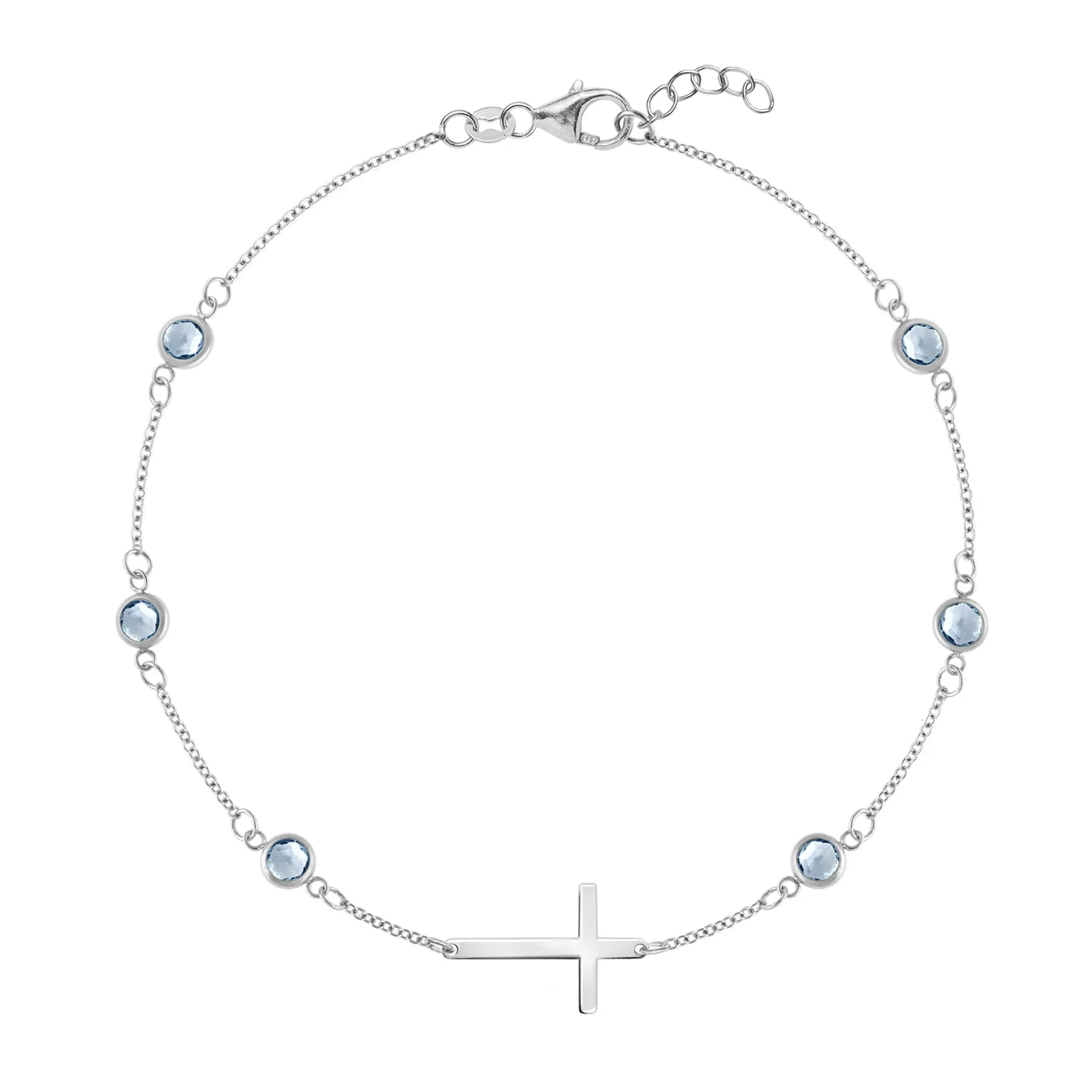 Bayberry Aquamarine Birthstone Cross Bracelet in 14k Gold (March) sold by Haverhill product image thumbnail 5