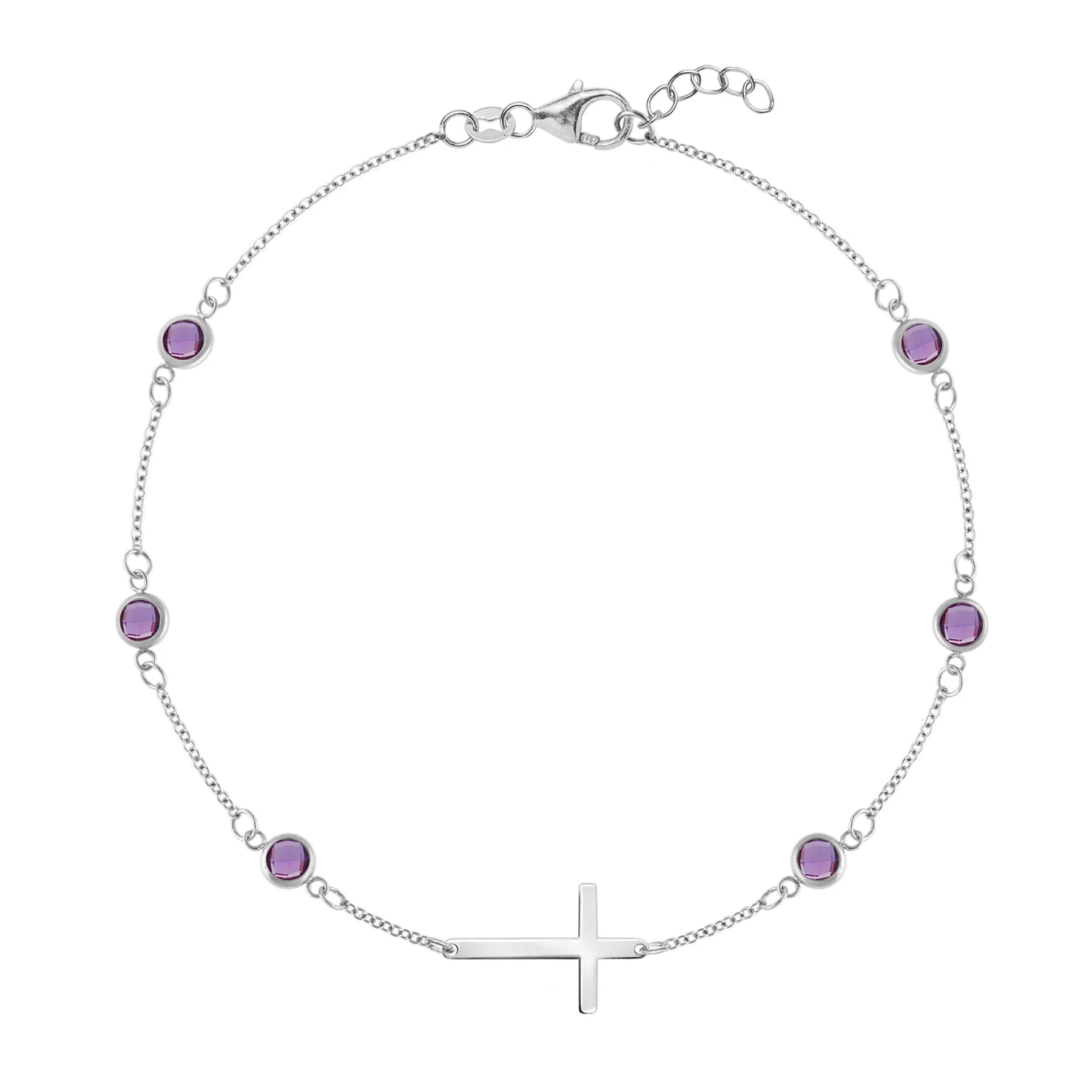 Bayberry Amethyst Birthstone Cross Bracelet in 14k Gold (February) sold by Haverhill product image thumbnail 5