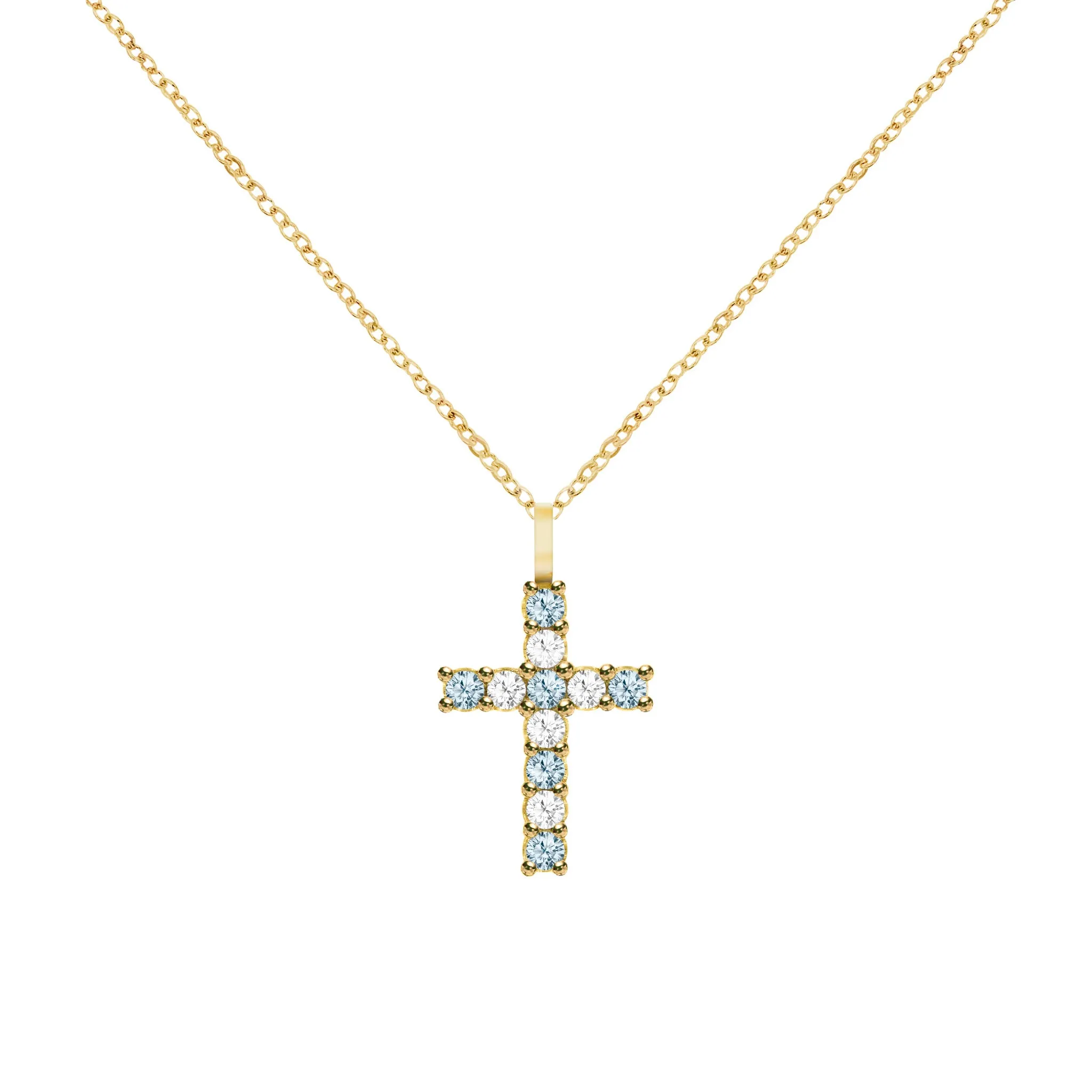 Rosecliff Cross Diamond & Nantucket Blue Topaz Pendant in 14k Gold (December) sold by Haverhill product image thumbnail 5