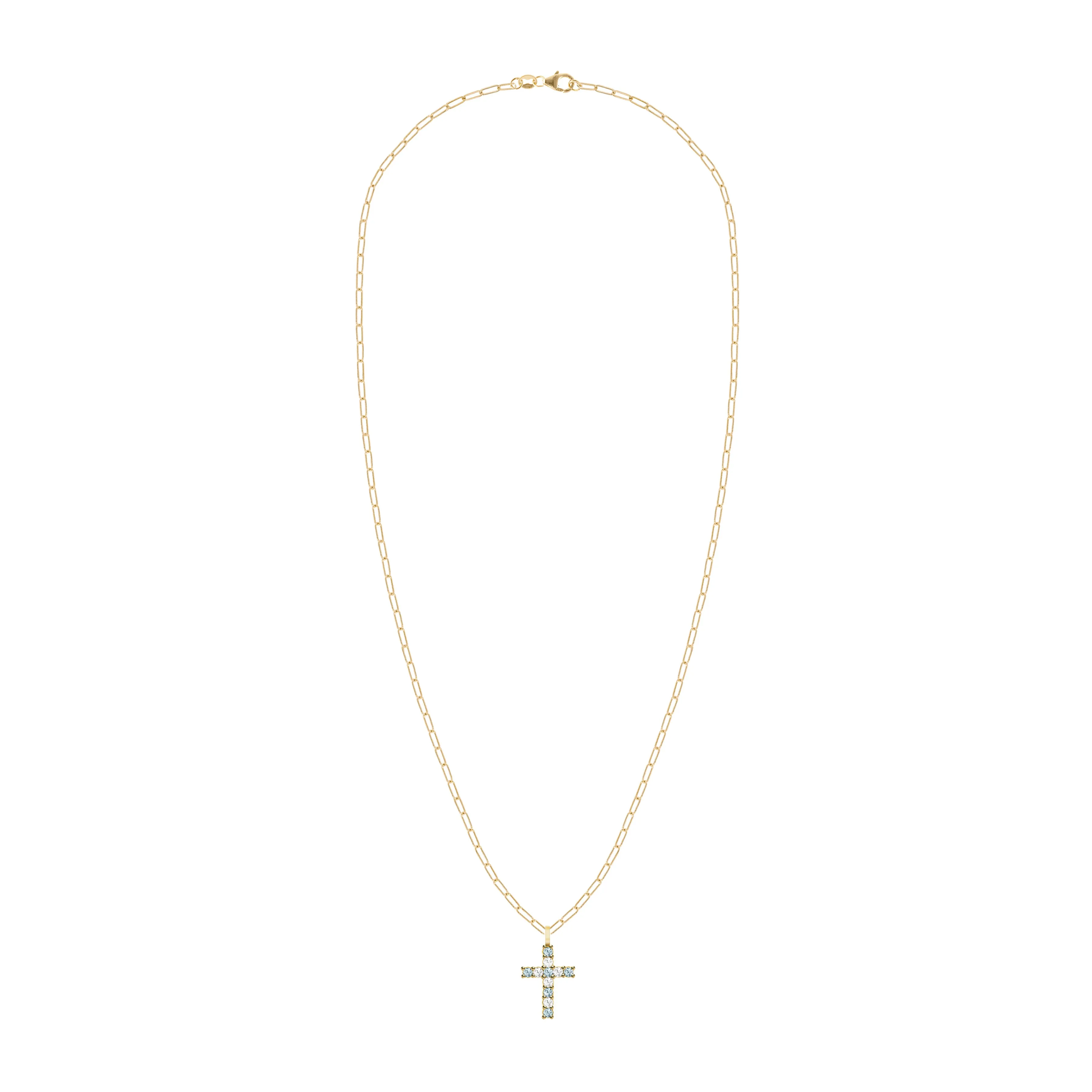 Rosecliff Cross Diamond & Nantucket Blue Topaz Pendant in 14k Gold (December) sold by Haverhill product image thumbnail 4