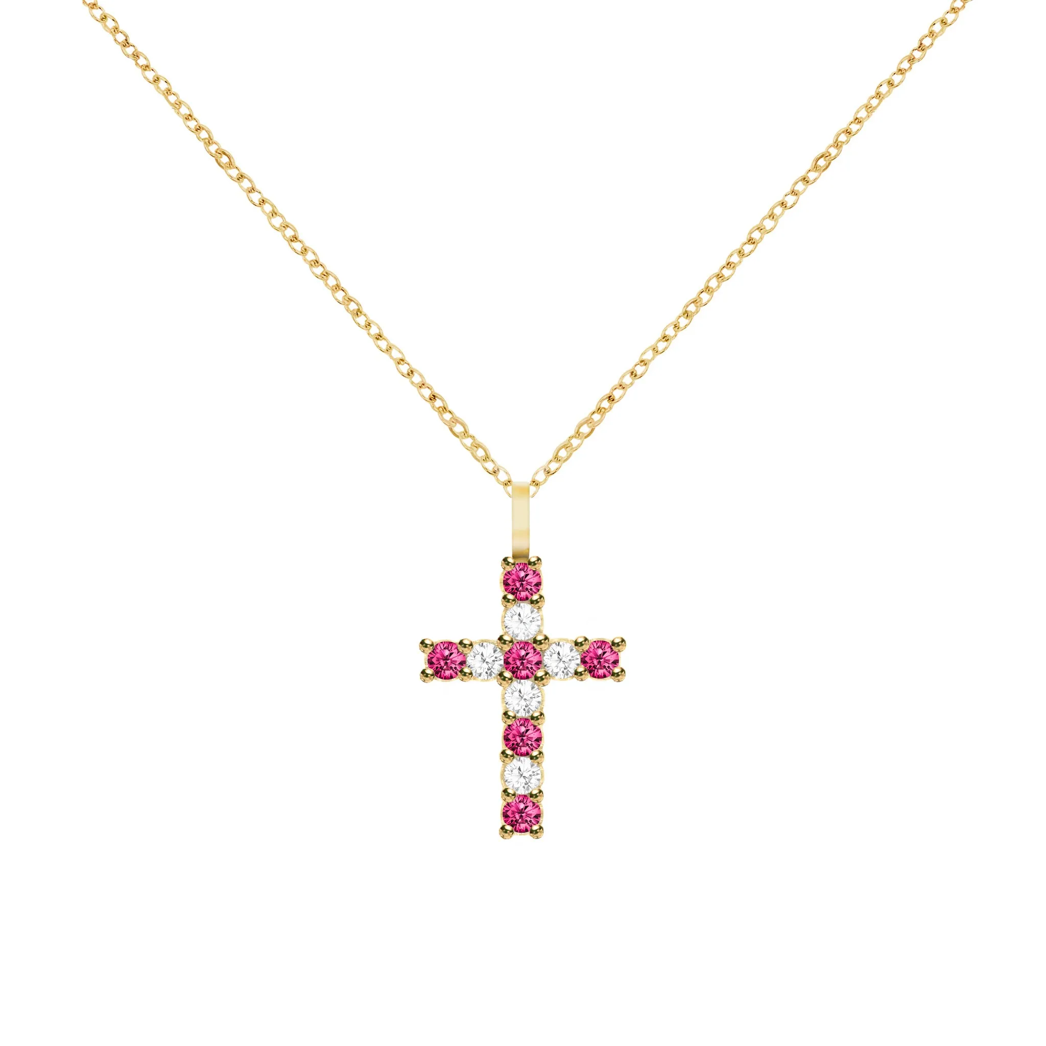 Rosecliff Cross Diamond & Ruby Pendant in 14k Gold (July) sold by Haverhill product image thumbnail 5
