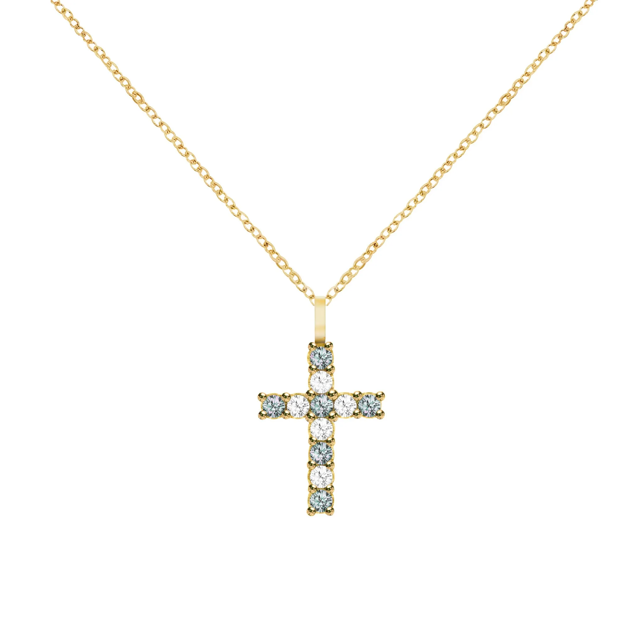 Rosecliff Cross Diamond & Alexandrite Pendant in 14k Gold (June) sold by Haverhill product image thumbnail 5