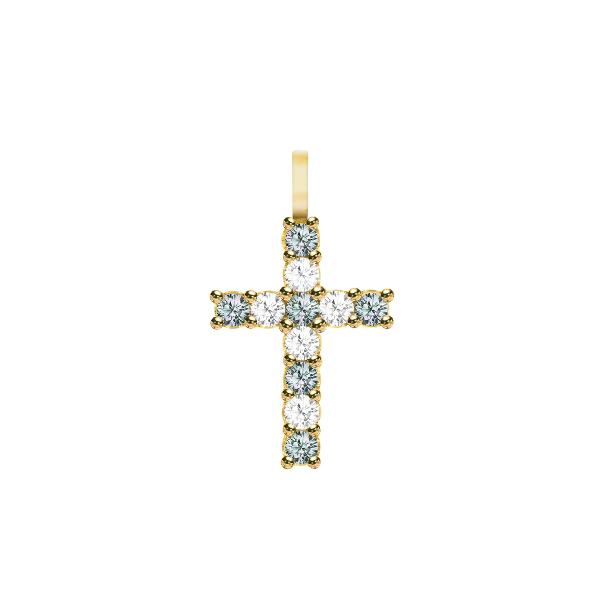 Rosecliff Cross Diamond & Alexandrite Pendant in 14k Gold (June) sold by Haverhill