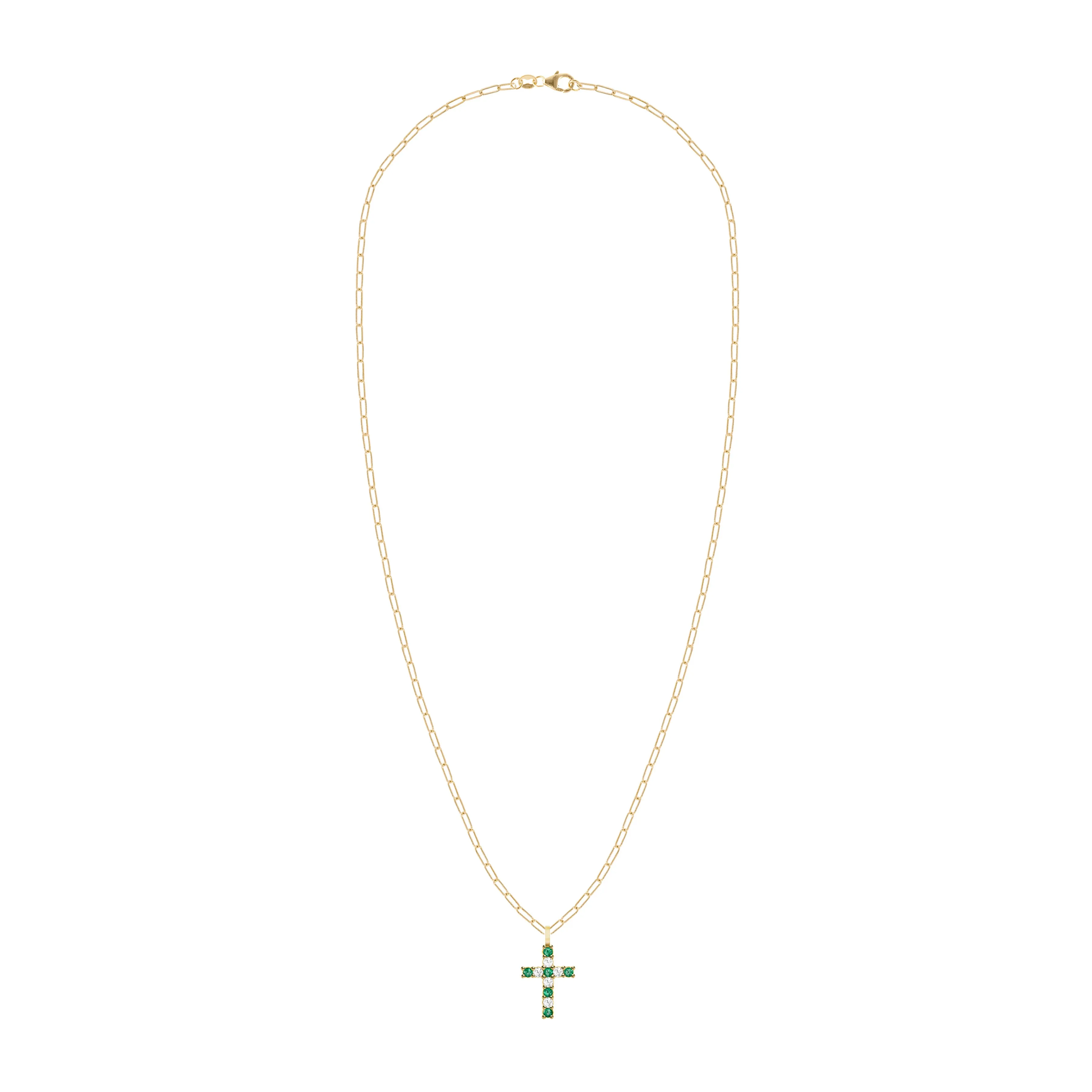 Rosecliff Cross Diamond & Emerald Pendant in 14k Gold (May) sold by Haverhill product image thumbnail 5