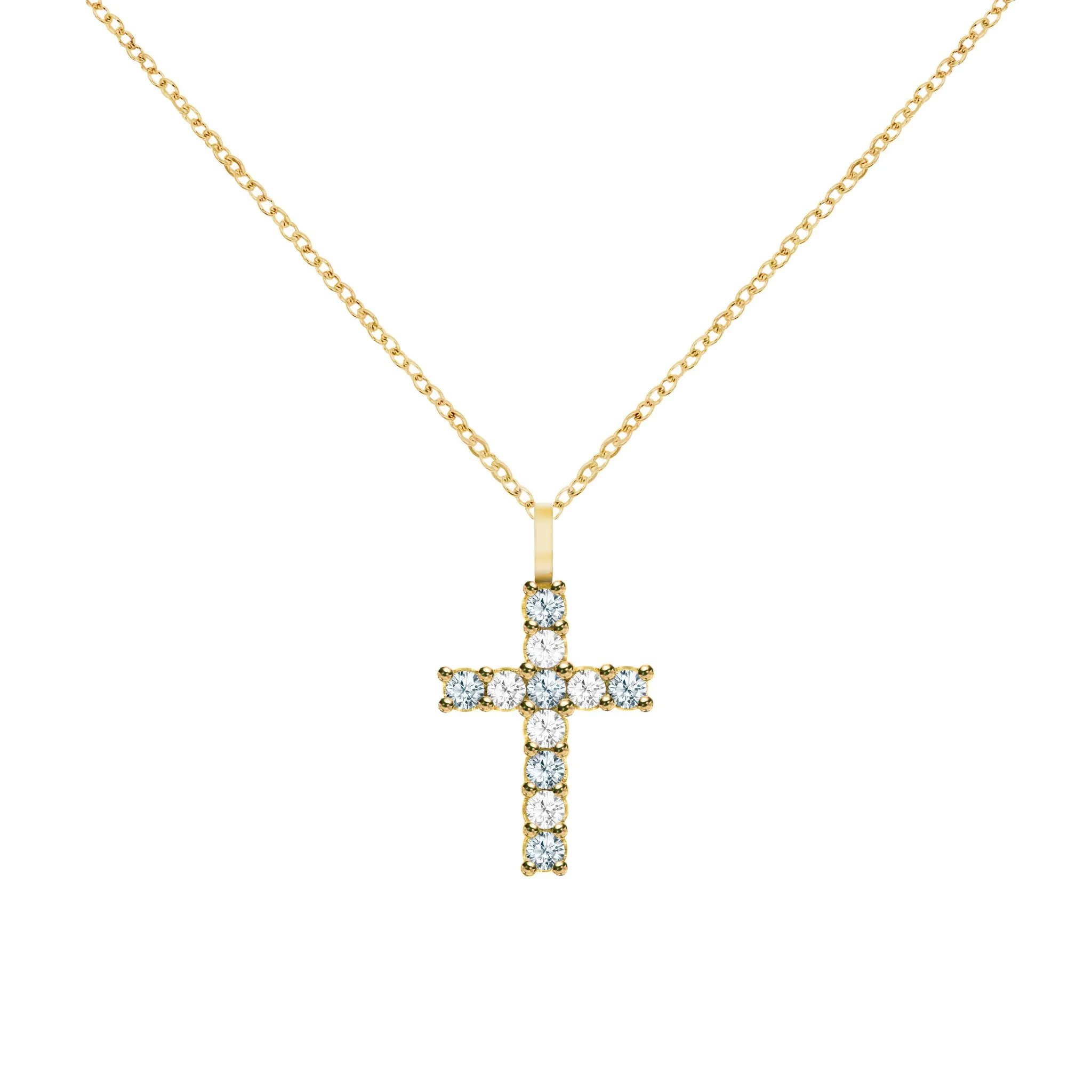 Rosecliff Cross Diamond & Aquamarine Pendant in 14k Gold (March) sold by Haverhill product image thumbnail 5