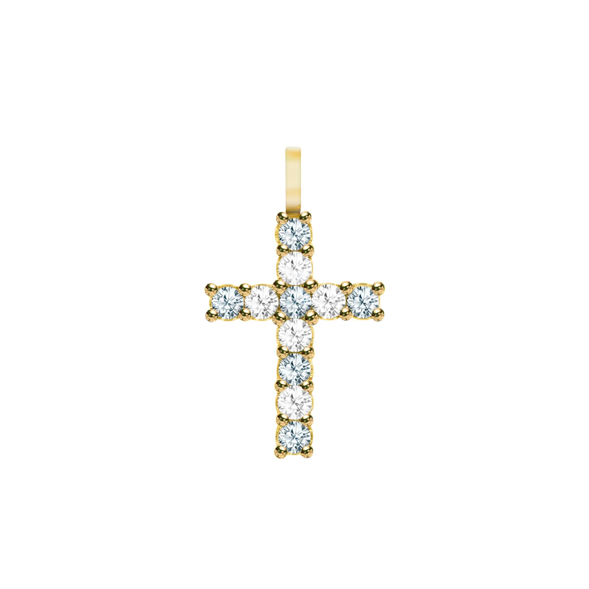 Rosecliff Cross Diamond & Aquamarine Pendant in 14k Gold (March) sold by Haverhill