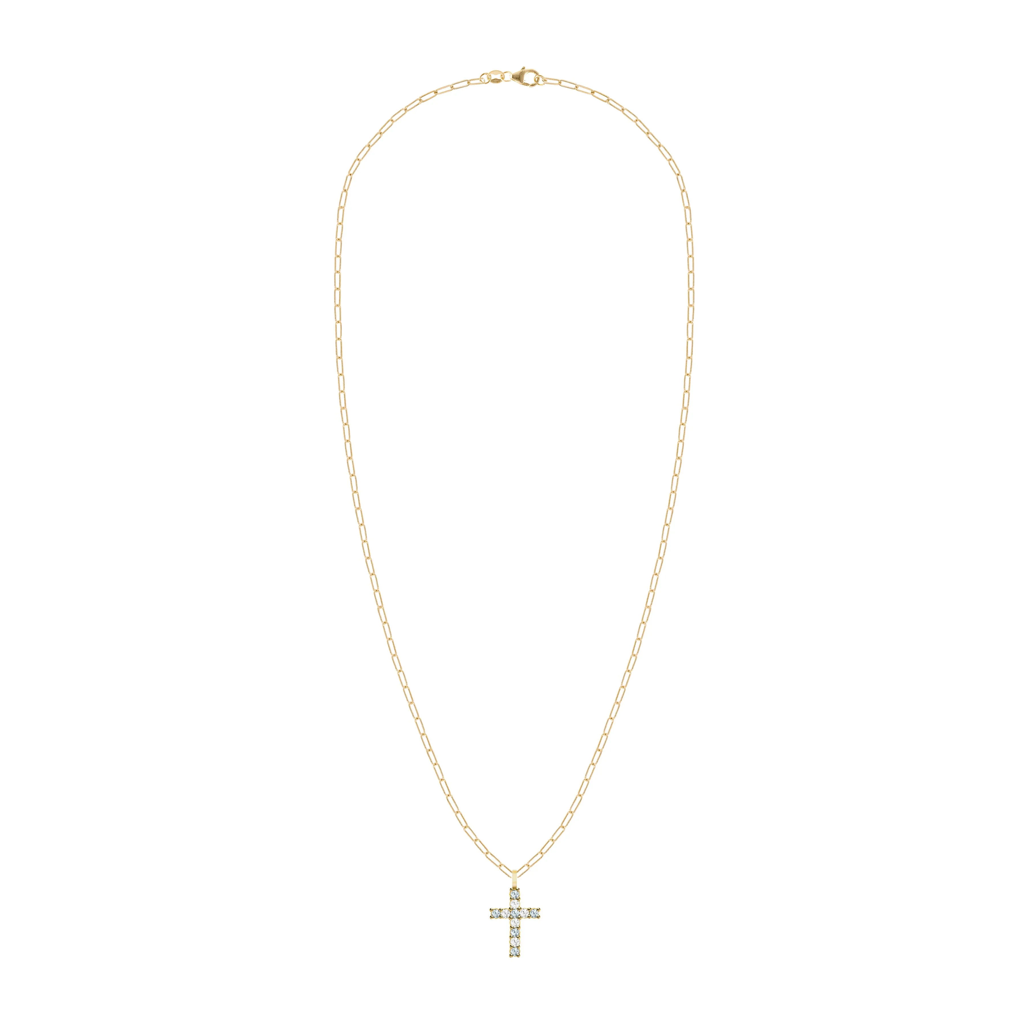 Rosecliff Cross Diamond & Aquamarine Pendant in 14k Gold (March) sold by Haverhill product image thumbnail 4
