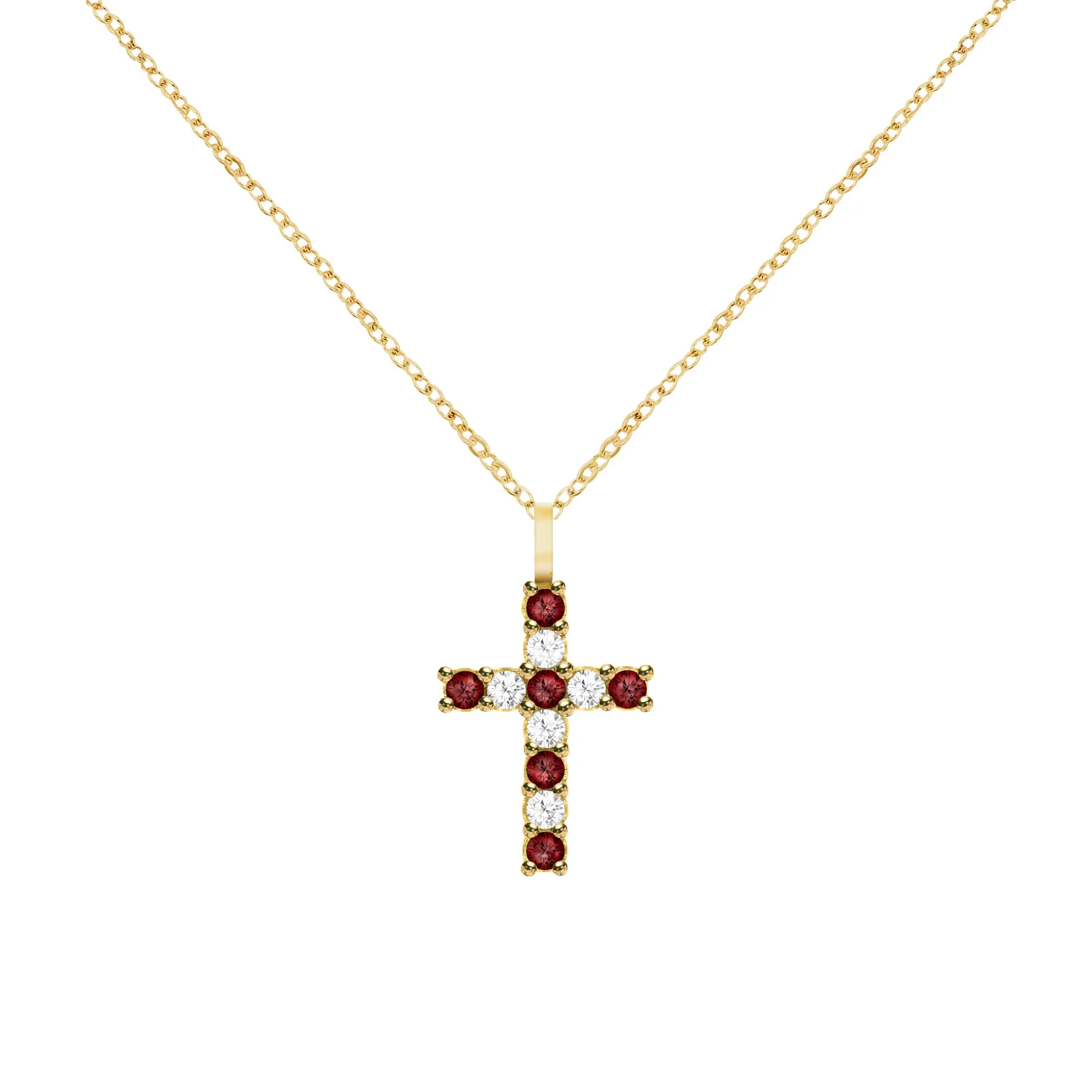 Rosecliff Cross Diamond & Garnet Pendant in 14k Gold (January) sold by Haverhill product image thumbnail 5