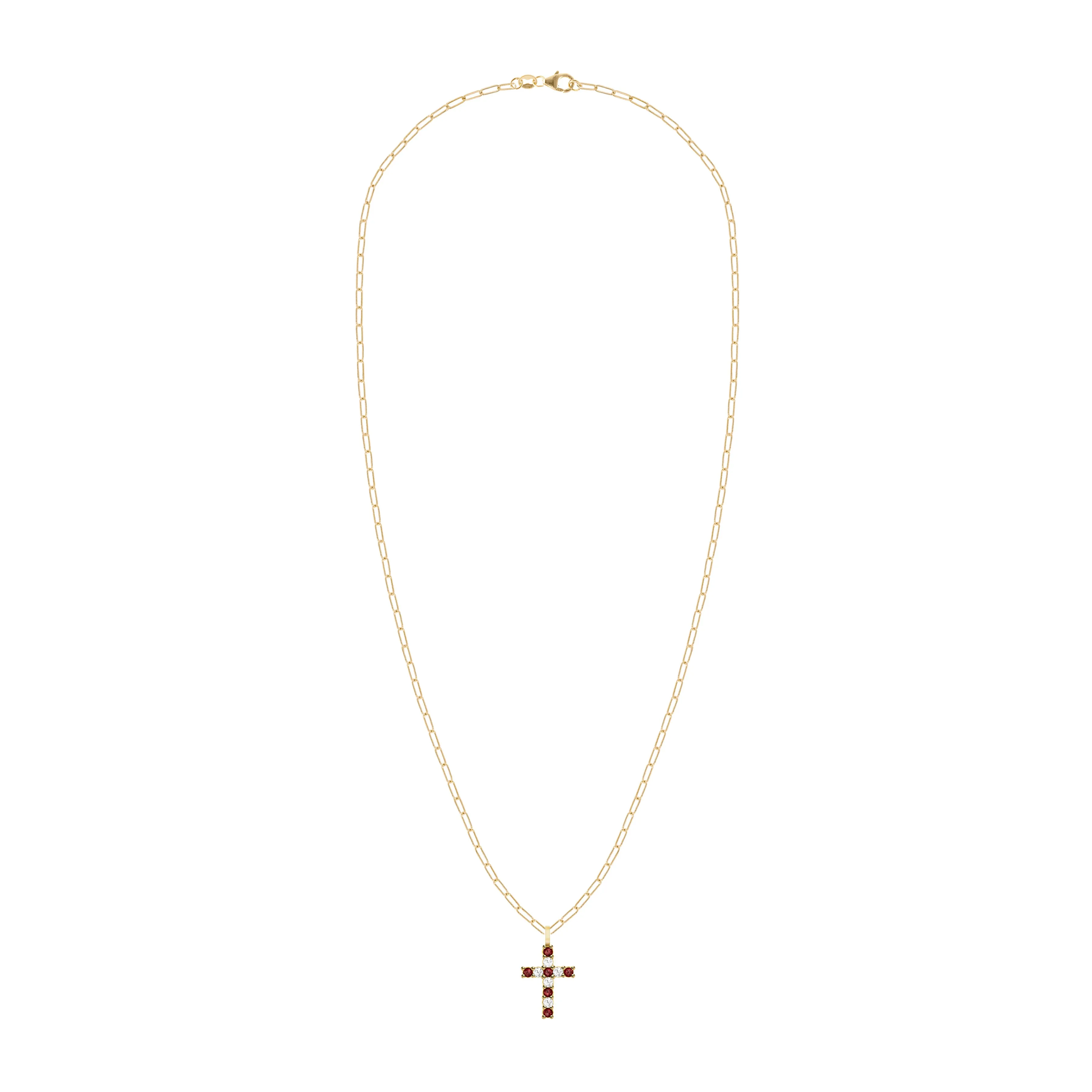 Rosecliff Cross Diamond & Garnet Pendant in 14k Gold (January) sold by Haverhill product image thumbnail 4