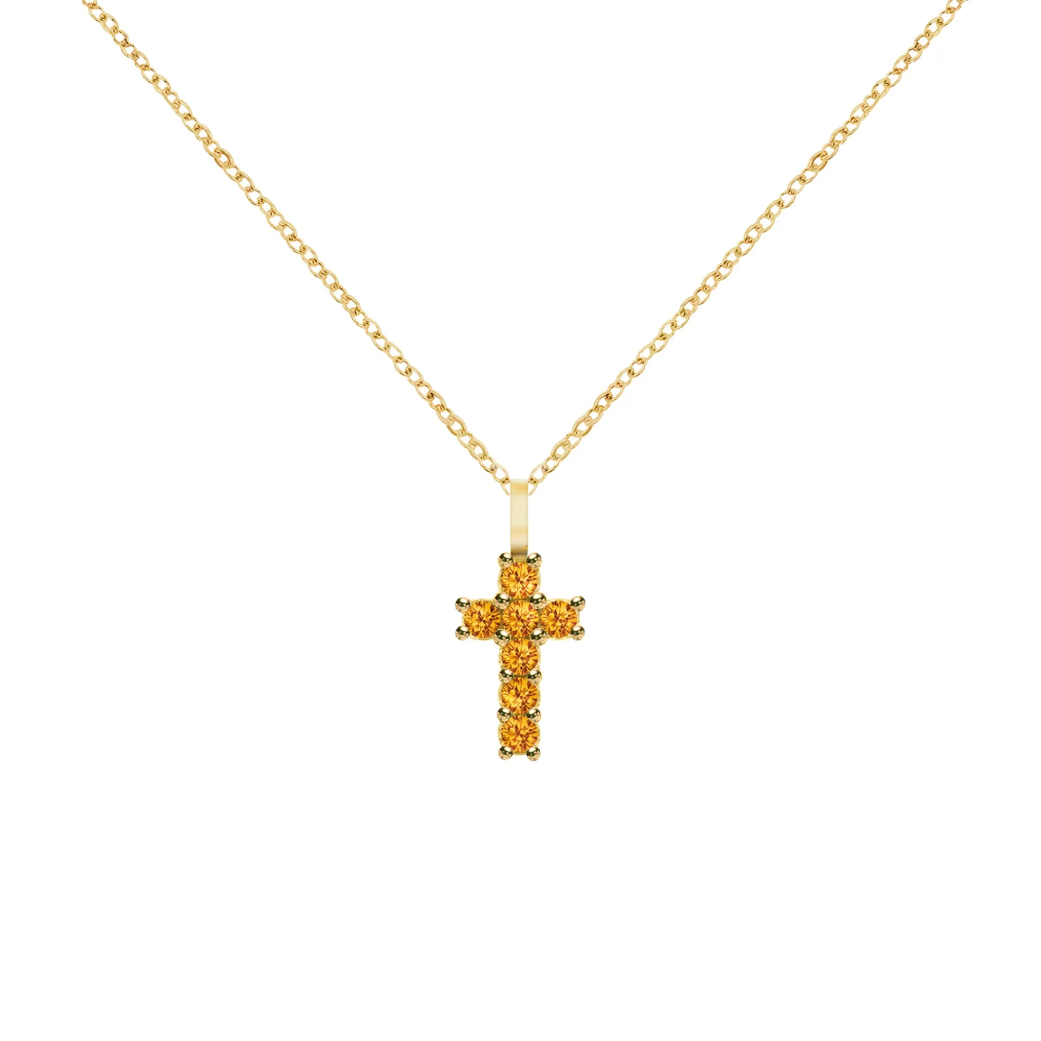 Rosecliff Small Cross Citrine Pendant in 14k Gold (November) sold by Haverhill product image thumbnail 5