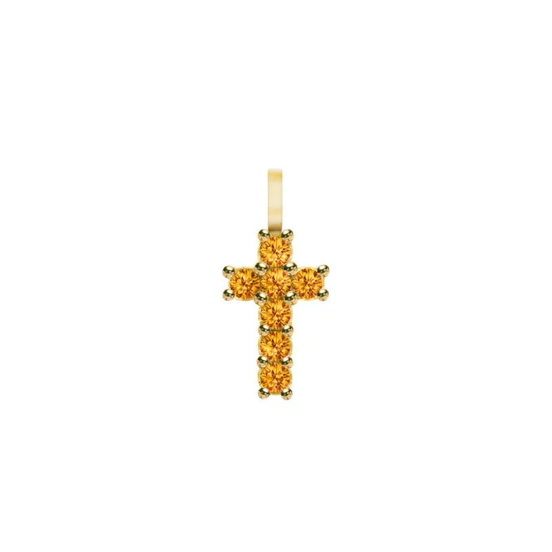 Rosecliff Small Cross Citrine Pendant in 14k Gold (November) sold by Haverhill