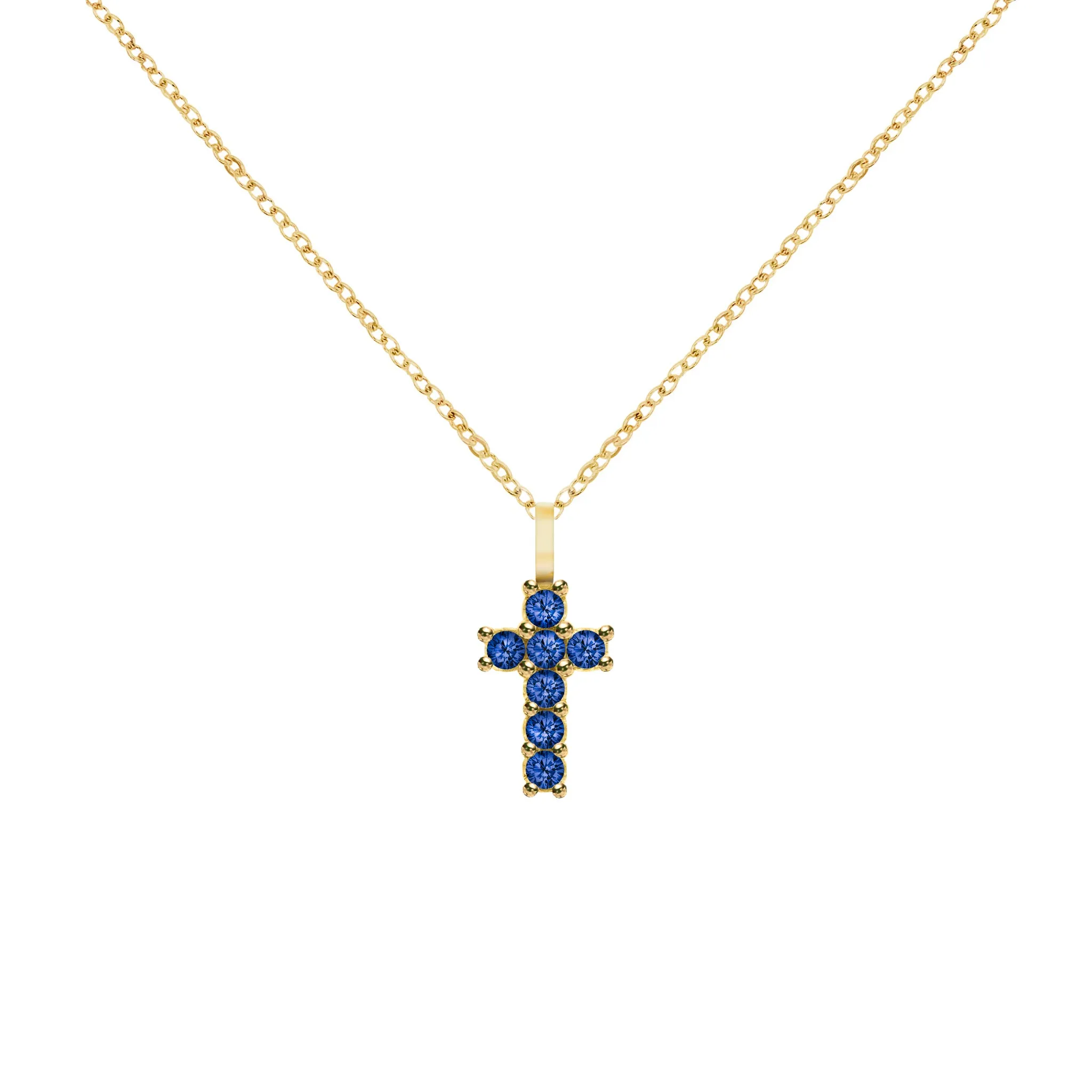 Rosecliff Small Cross Sapphire Pendant in 14k Gold (September) sold by Haverhill product image thumbnail 5