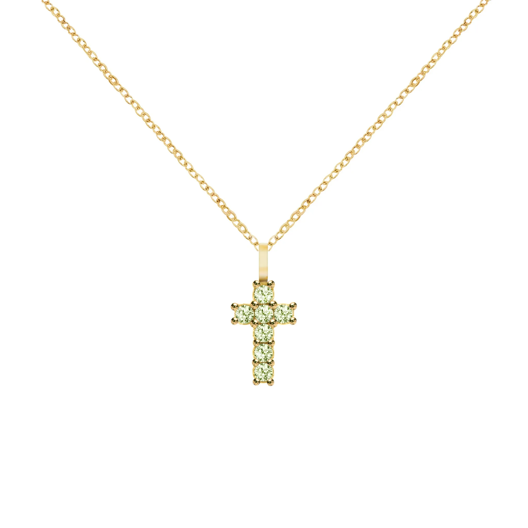 Rosecliff Small Cross Peridot Pendant in 14k Gold (August) sold by Haverhill product image thumbnail 5