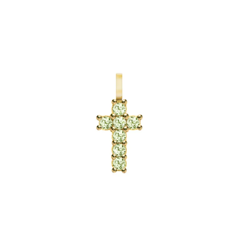 Rosecliff Small Cross Peridot Pendant in 14k Gold (August) sold by Haverhill