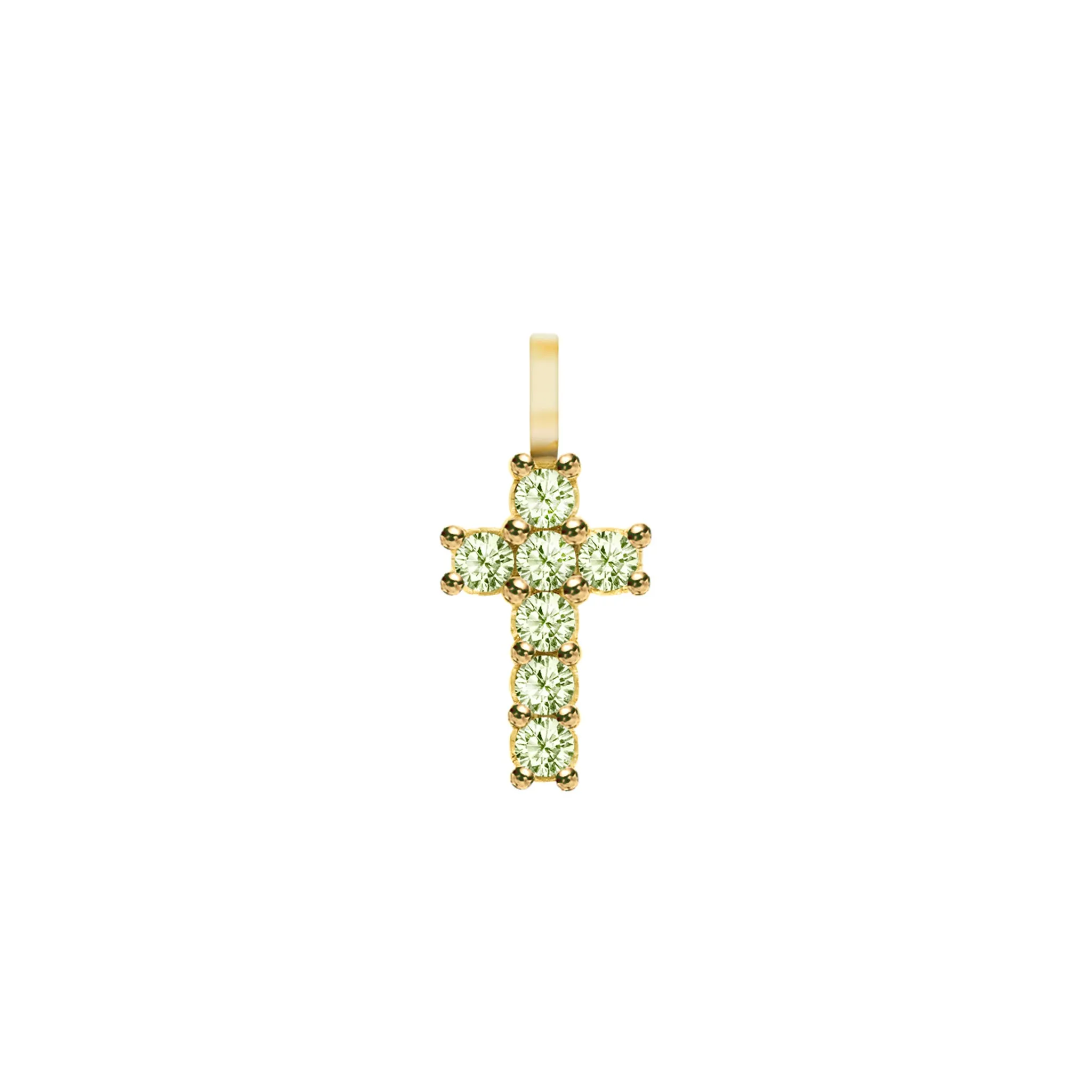 Rosecliff Small Cross Peridot Pendant in 14k Gold (August) sold by Haverhill