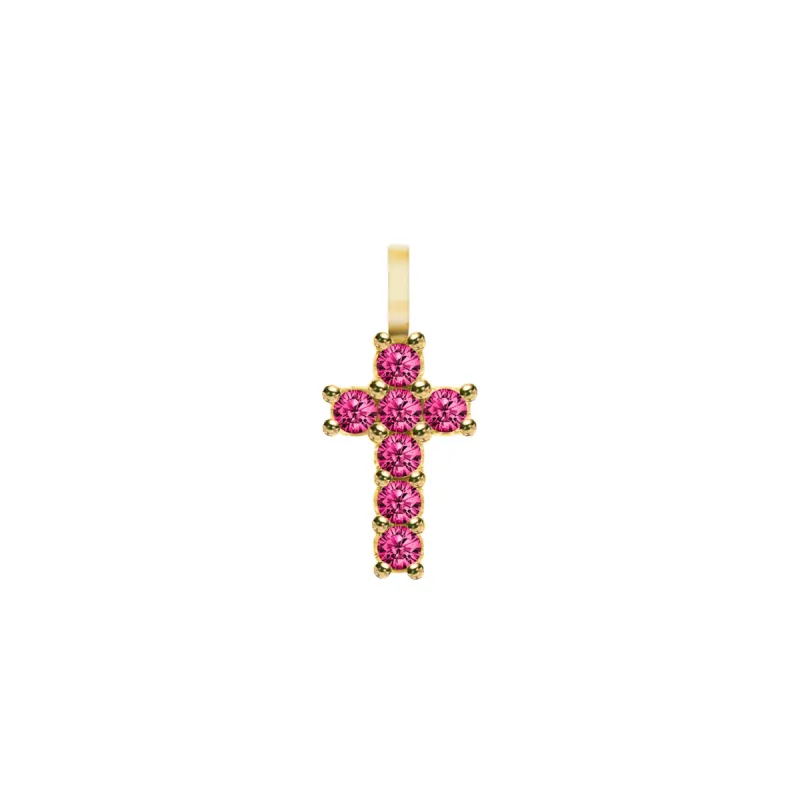 Rosecliff Small Cross Ruby Pendant in 14k Gold (July) sold by Haverhill