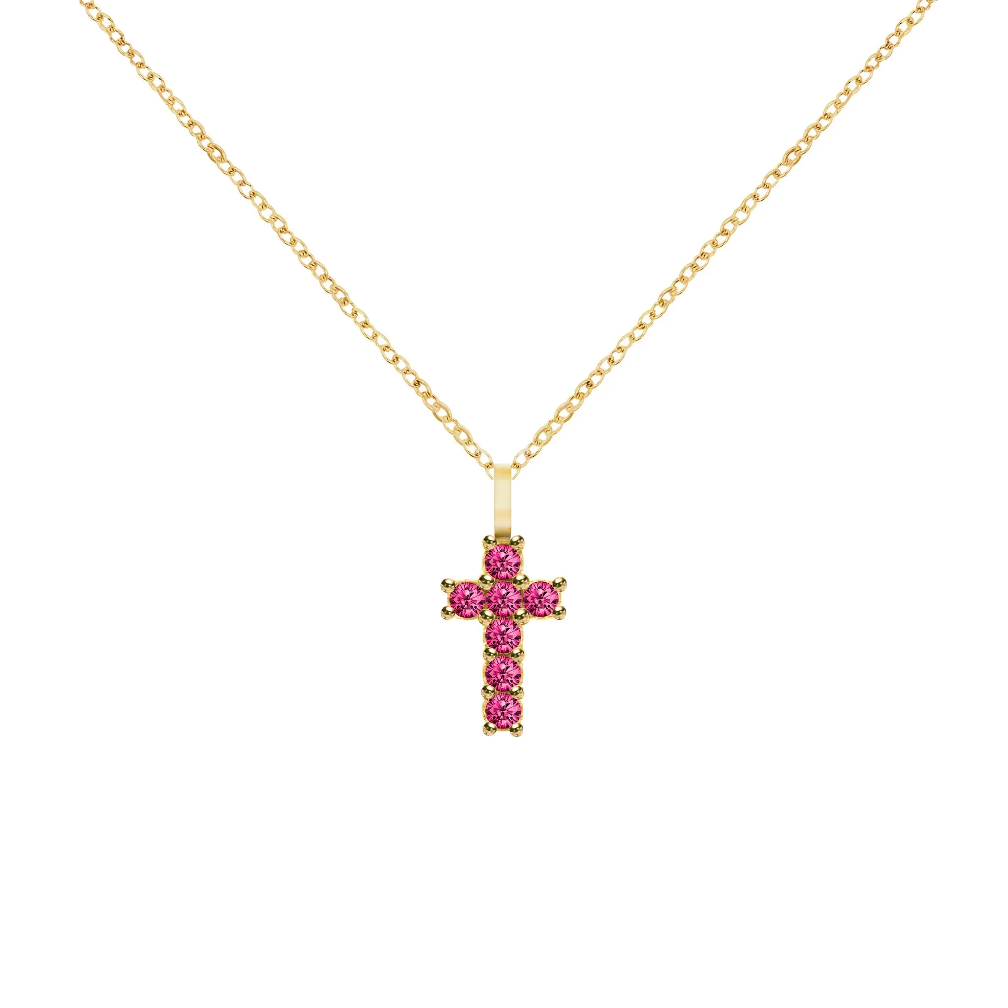 Rosecliff Small Cross Ruby Pendant in 14k Gold (July) sold by Haverhill product image thumbnail 5