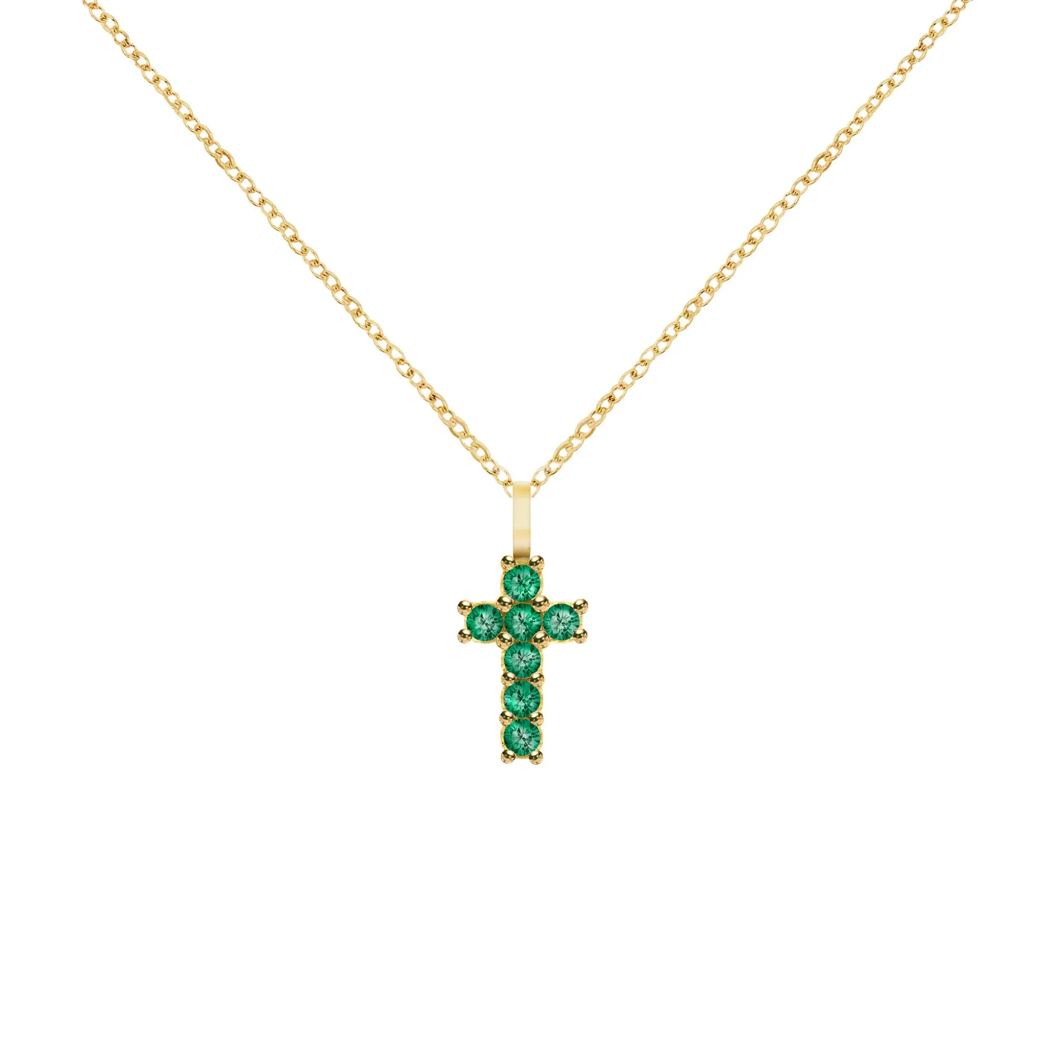 Rosecliff Small Cross Emerald Pendant in 14k Gold (May) sold by Haverhill product image thumbnail 5