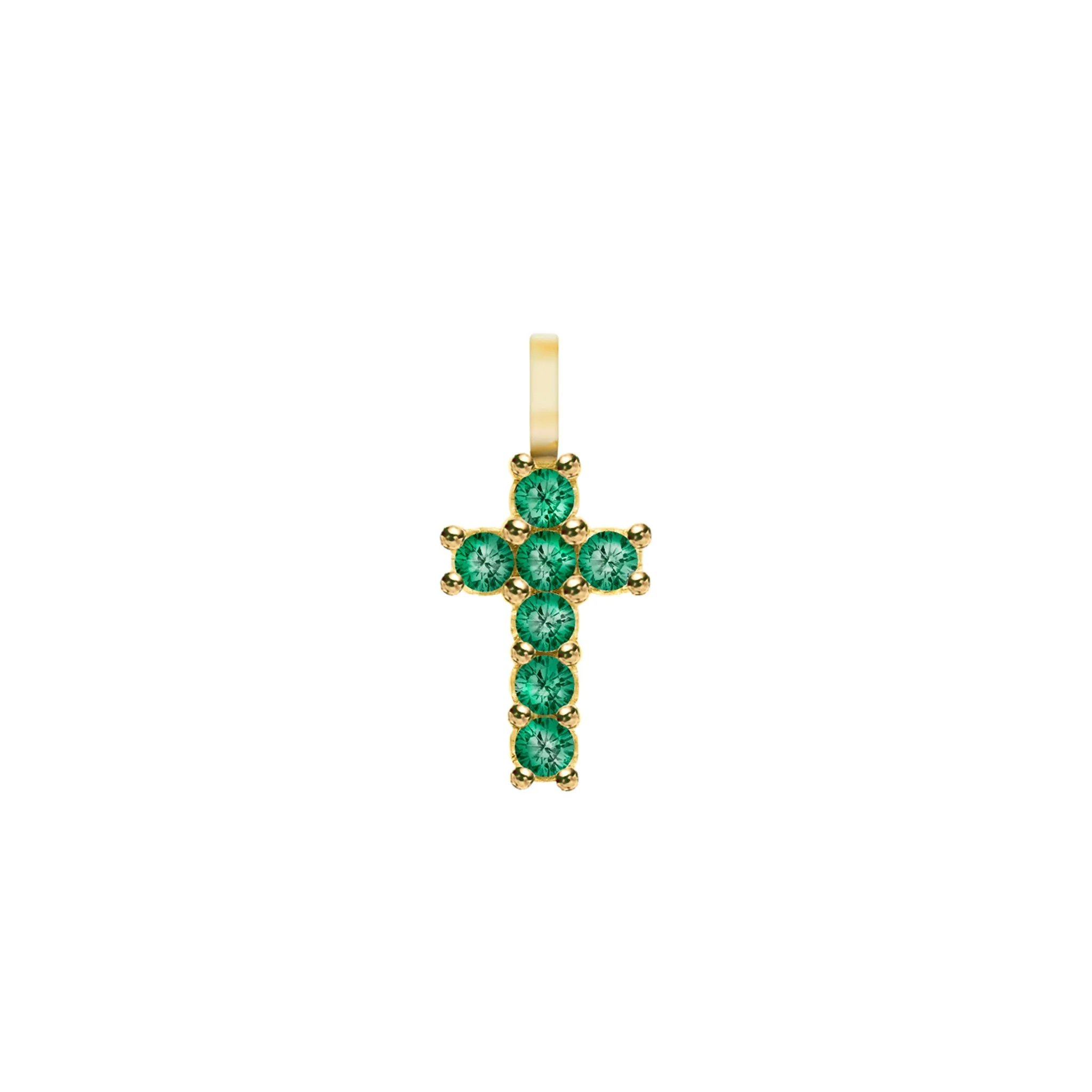 Rosecliff Small Cross Emerald Pendant in 14k Gold (May) sold by Haverhill