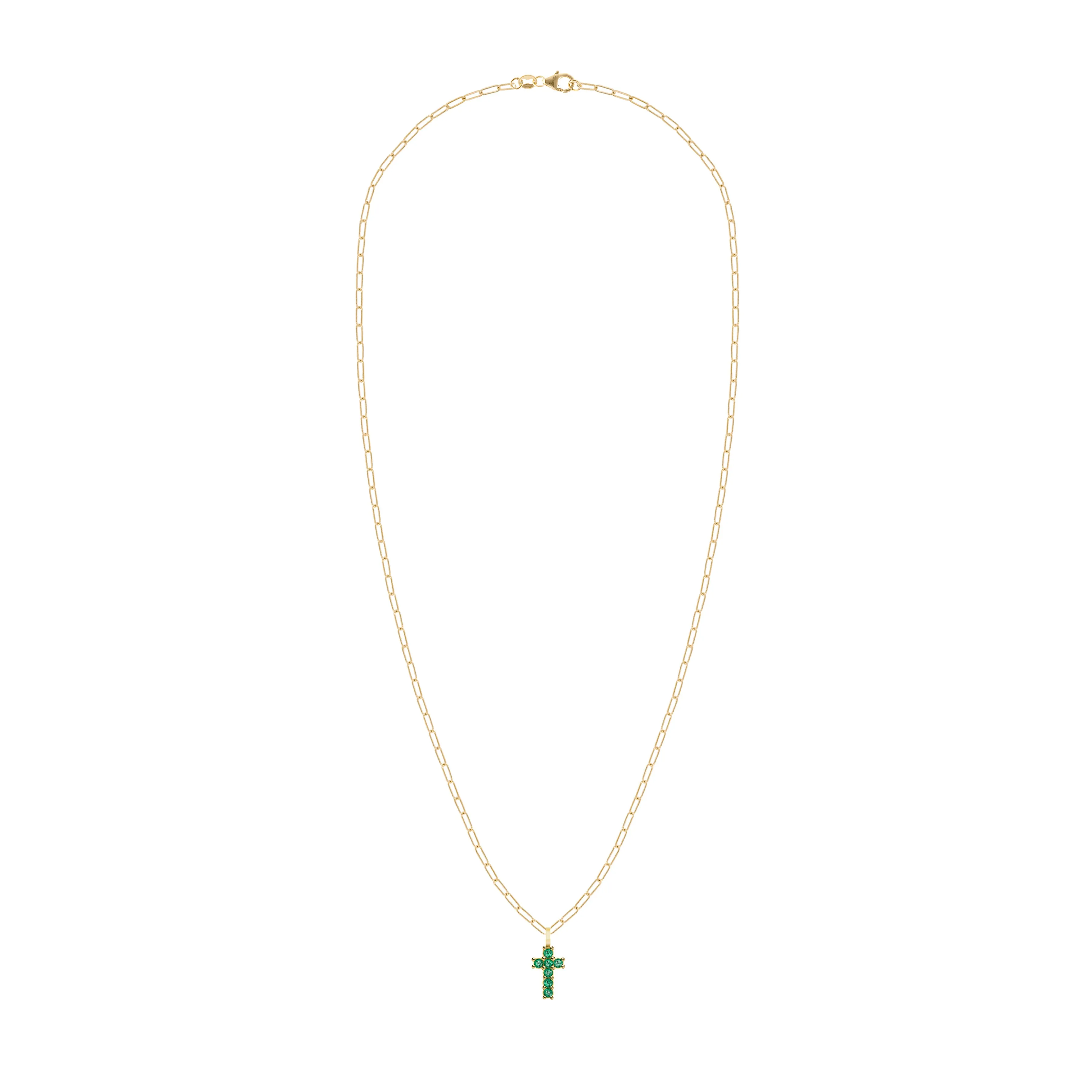 Rosecliff Small Cross Emerald Pendant in 14k Gold (May) sold by Haverhill product image thumbnail 4