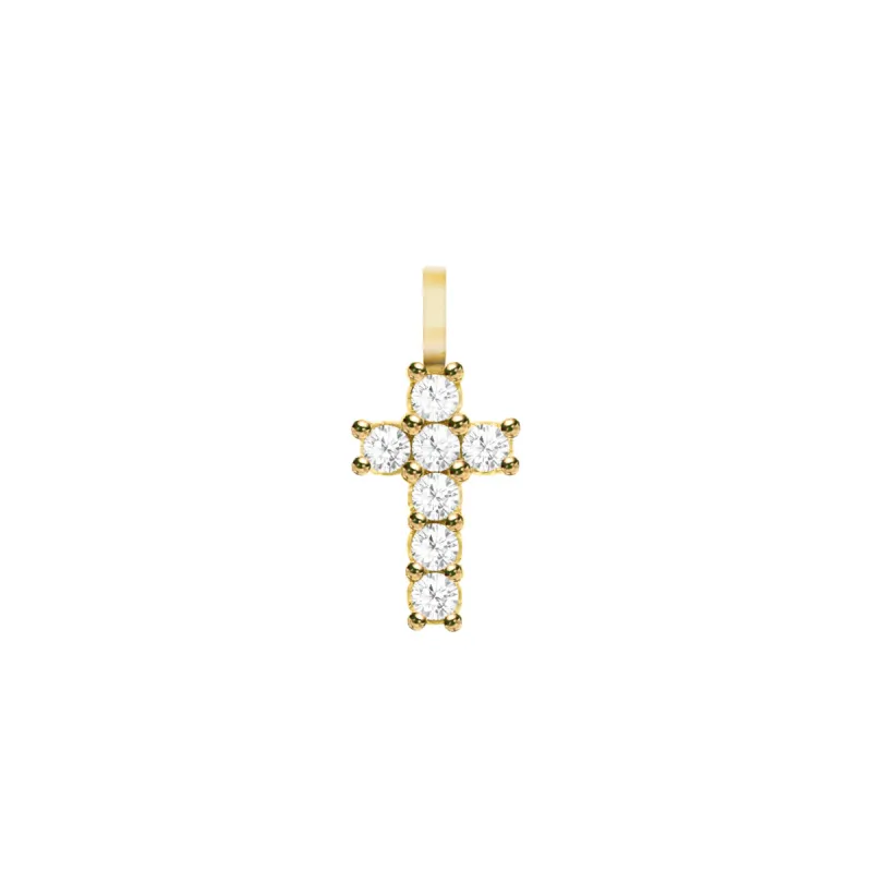 Rosecliff Small Cross Diamond Pendant in 14k Gold (April) sold by Haverhill