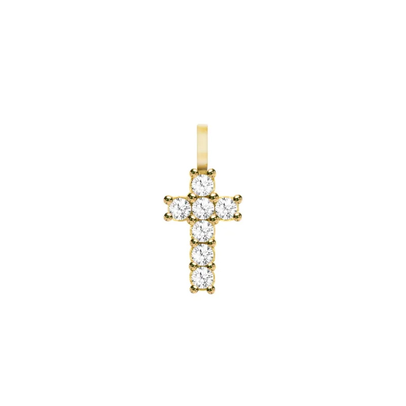 Rosecliff Small Cross White Topaz Pendant in 14k Gold (April) sold by Haverhill