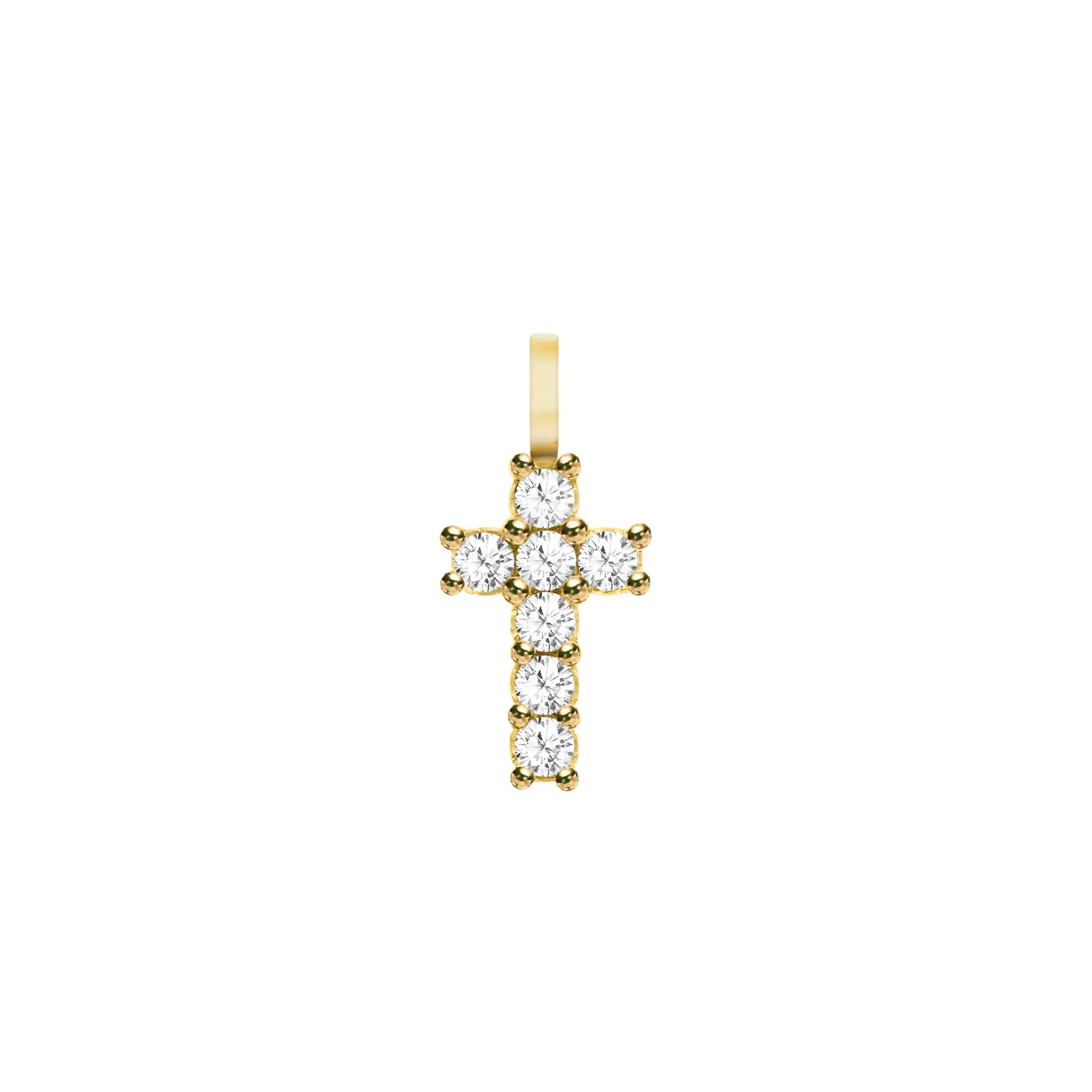 Rosecliff Small Cross White Topaz Pendant in 14k Gold (April) sold by Haverhill