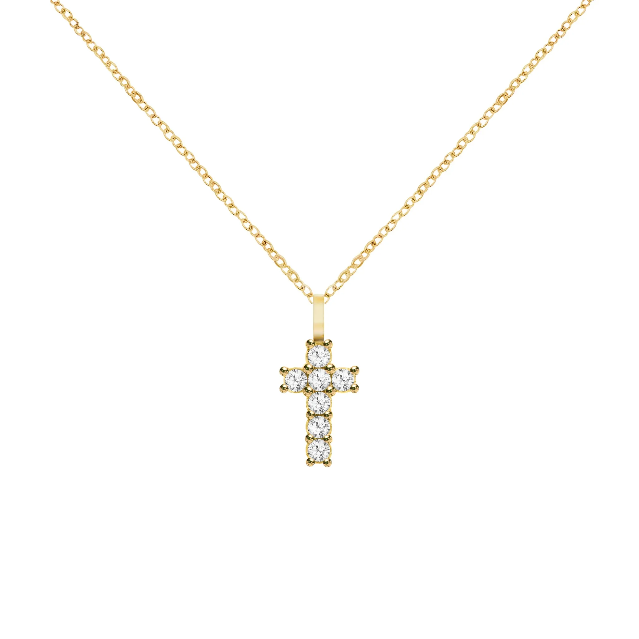 Rosecliff Small Cross White Topaz Pendant in 14k Gold (April) sold by Haverhill product image thumbnail 5