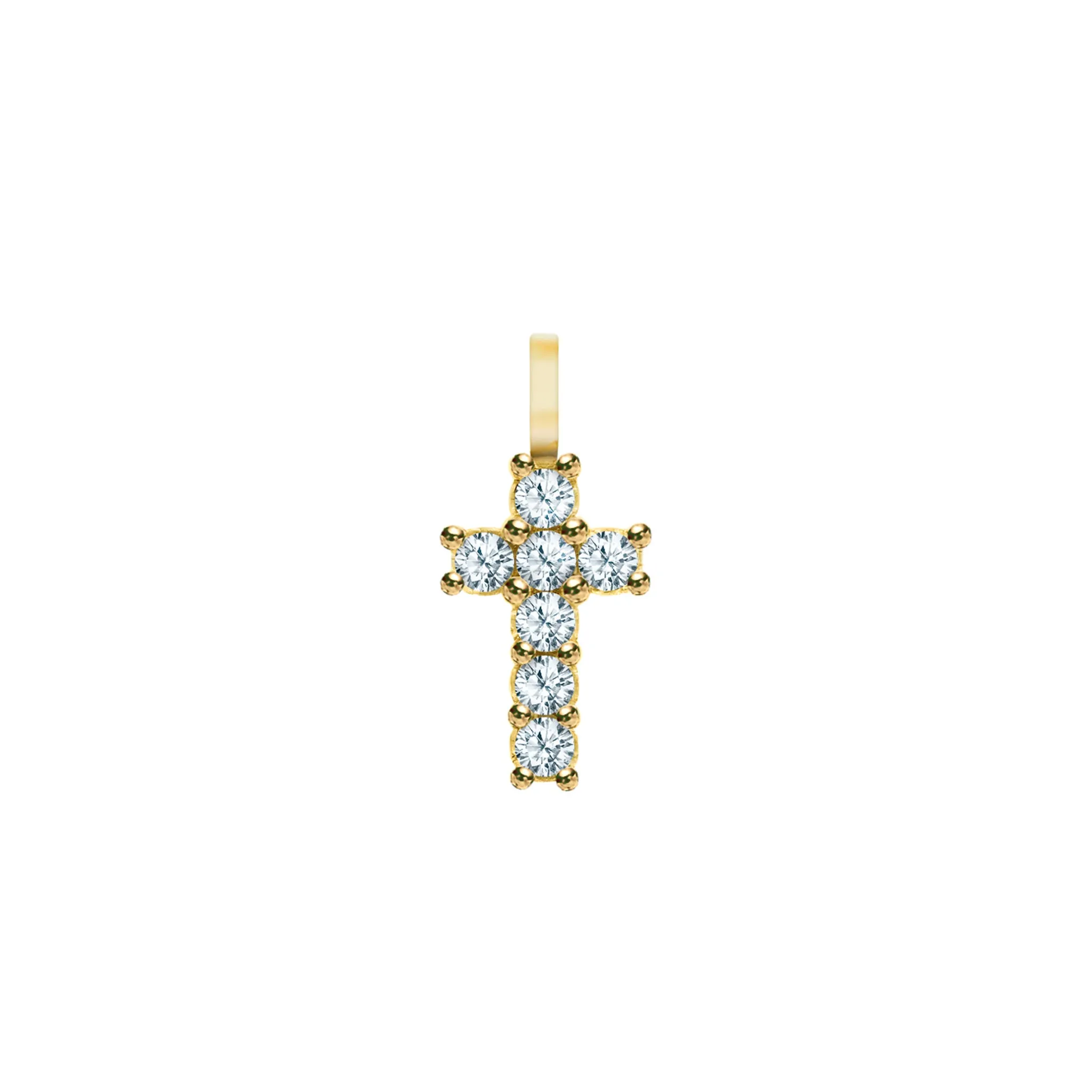 Rosecliff Small Cross Aquamarine Pendant in 14k Gold (March) sold by Haverhill
