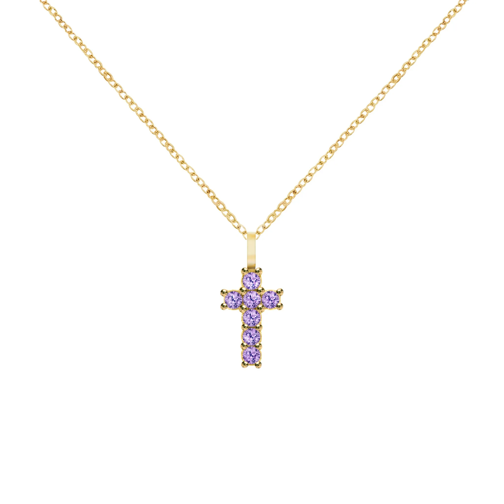 Rosecliff Small Cross Amethyst Pendant in 14k Gold (February) sold by Haverhill product image thumbnail 5