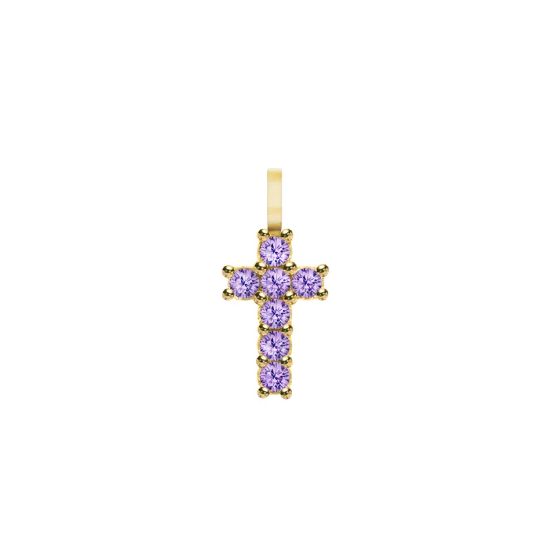 Rosecliff Small Cross Amethyst Pendant in 14k Gold (February) sold by Haverhill