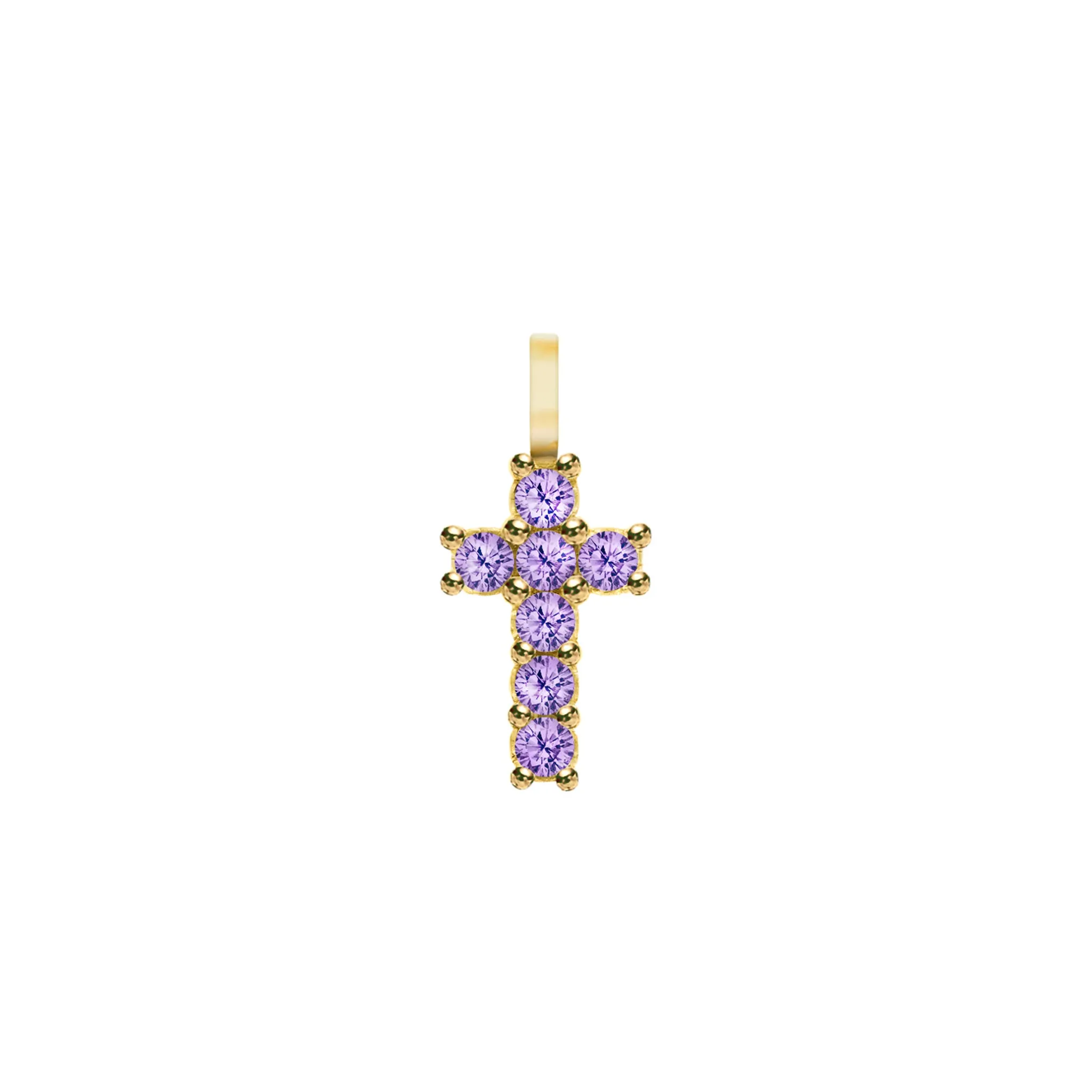 Rosecliff Small Cross Amethyst Pendant in 14k Gold (February) sold by Haverhill