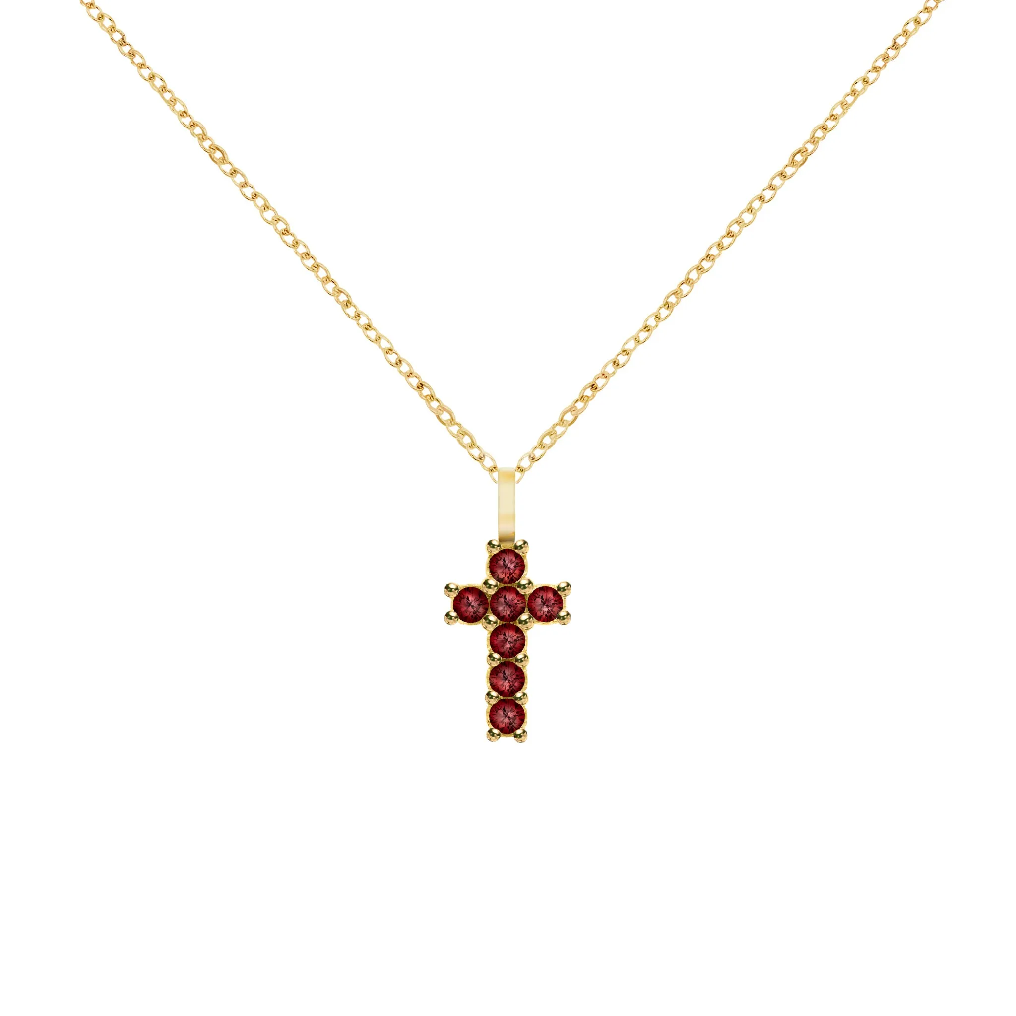 Rosecliff Small Cross Garnet Pendant in 14k Gold (January) sold by Haverhill product image thumbnail 5