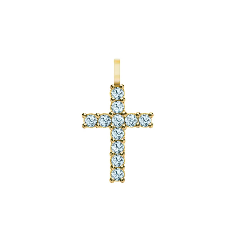 Rosecliff Cross Nantucket Blue Topaz Pendant in 14k Gold (December) sold by Haverhill