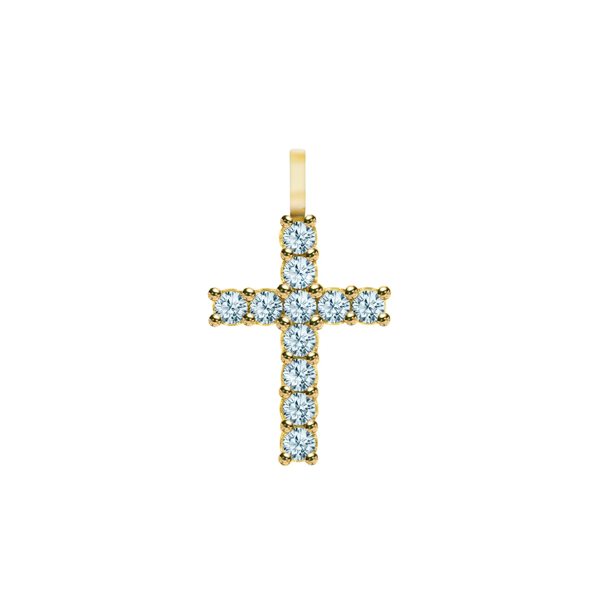 Rosecliff Cross Nantucket Blue Topaz Pendant in 14k Gold (December) sold by Haverhill