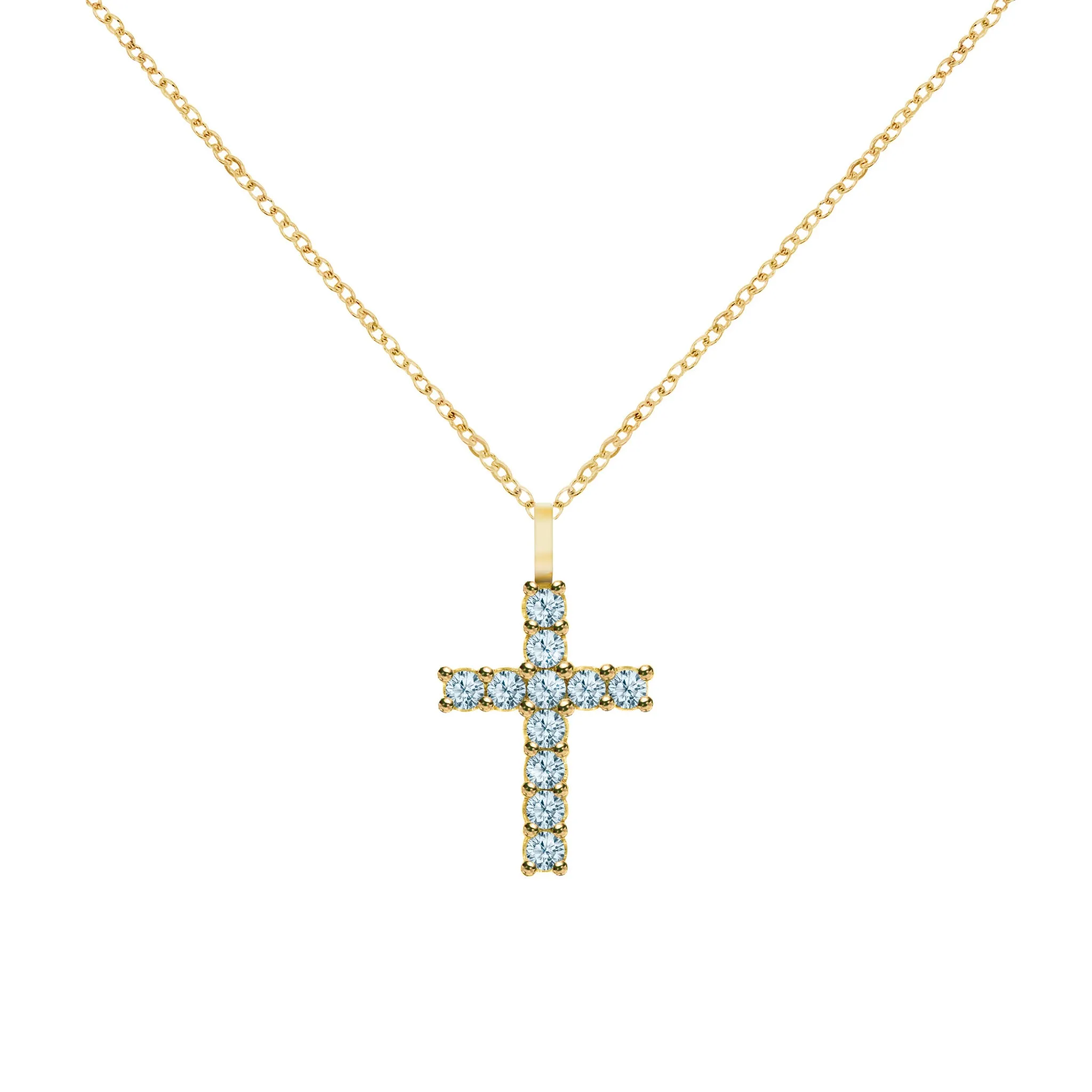 Rosecliff Cross Nantucket Blue Topaz Pendant in 14k Gold (December) sold by Haverhill product image thumbnail 5