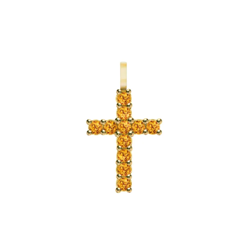 Rosecliff Cross Citrine Pendant in 14k Gold (November) sold by Haverhill