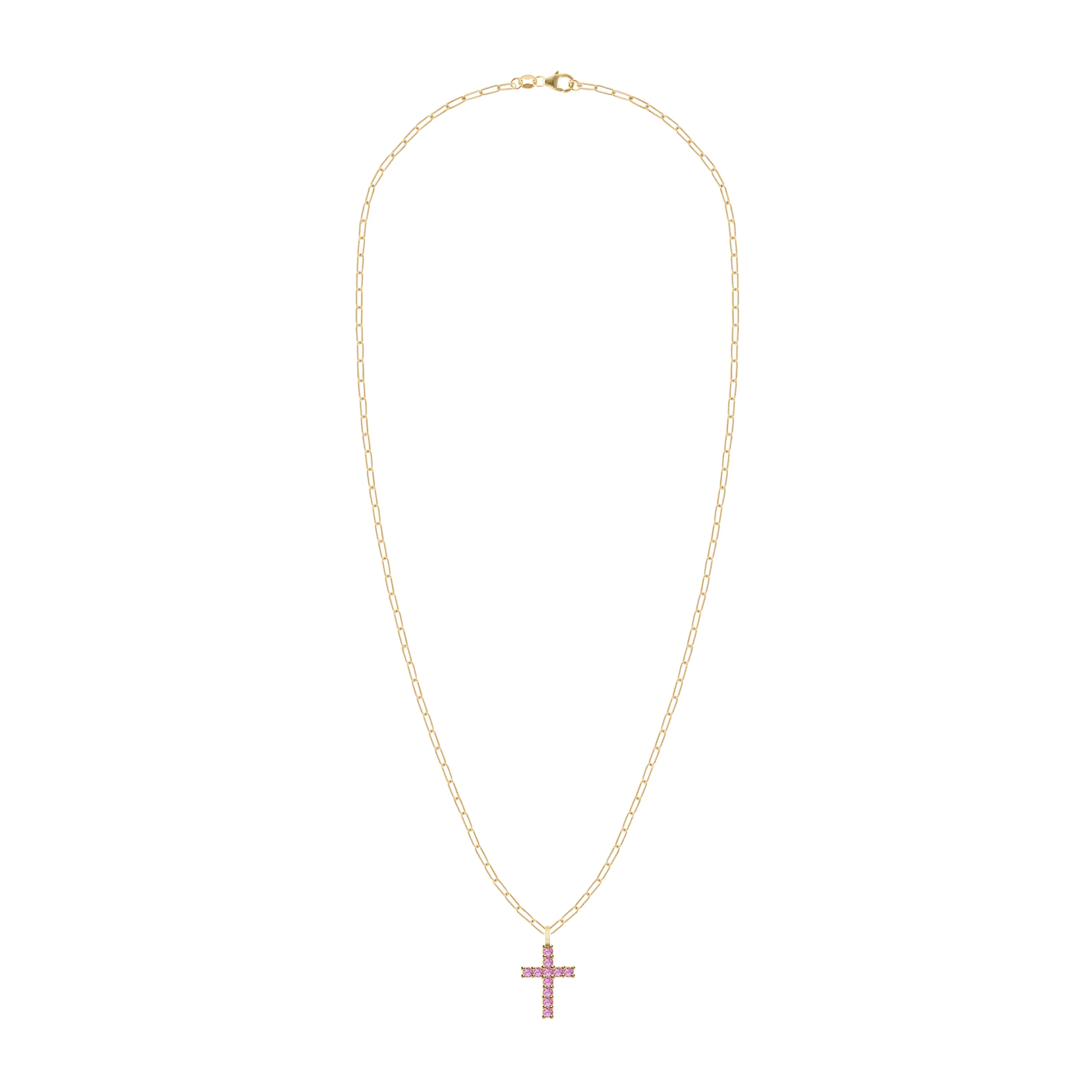 Rosecliff Cross Pink Sapphire Pendant in 14k Gold (October) sold by Haverhill product image thumbnail 4