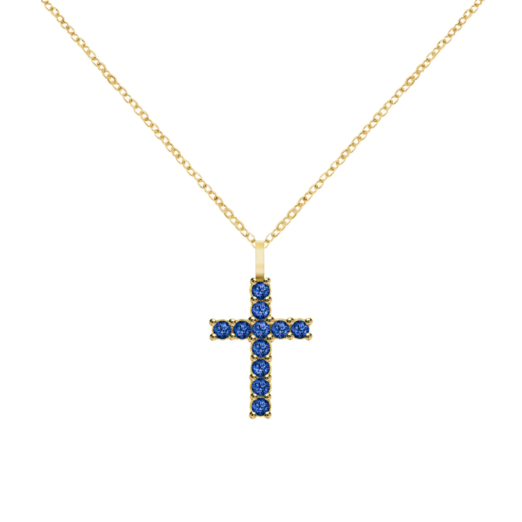 Rosecliff Cross Sapphire Pendant in 14k Gold (September) sold by Haverhill product image thumbnail 5