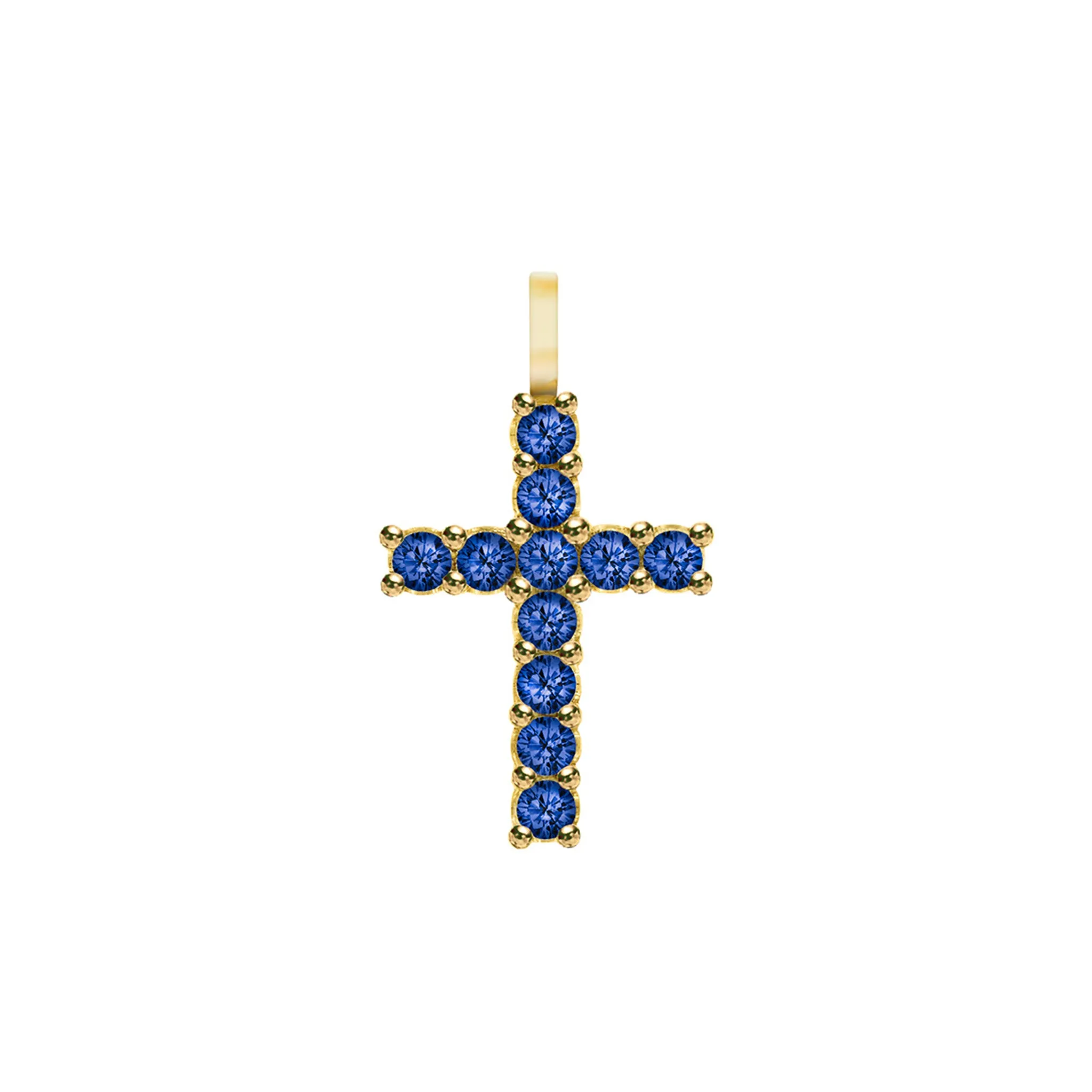 Rosecliff Cross Sapphire Pendant in 14k Gold (September) sold by Haverhill