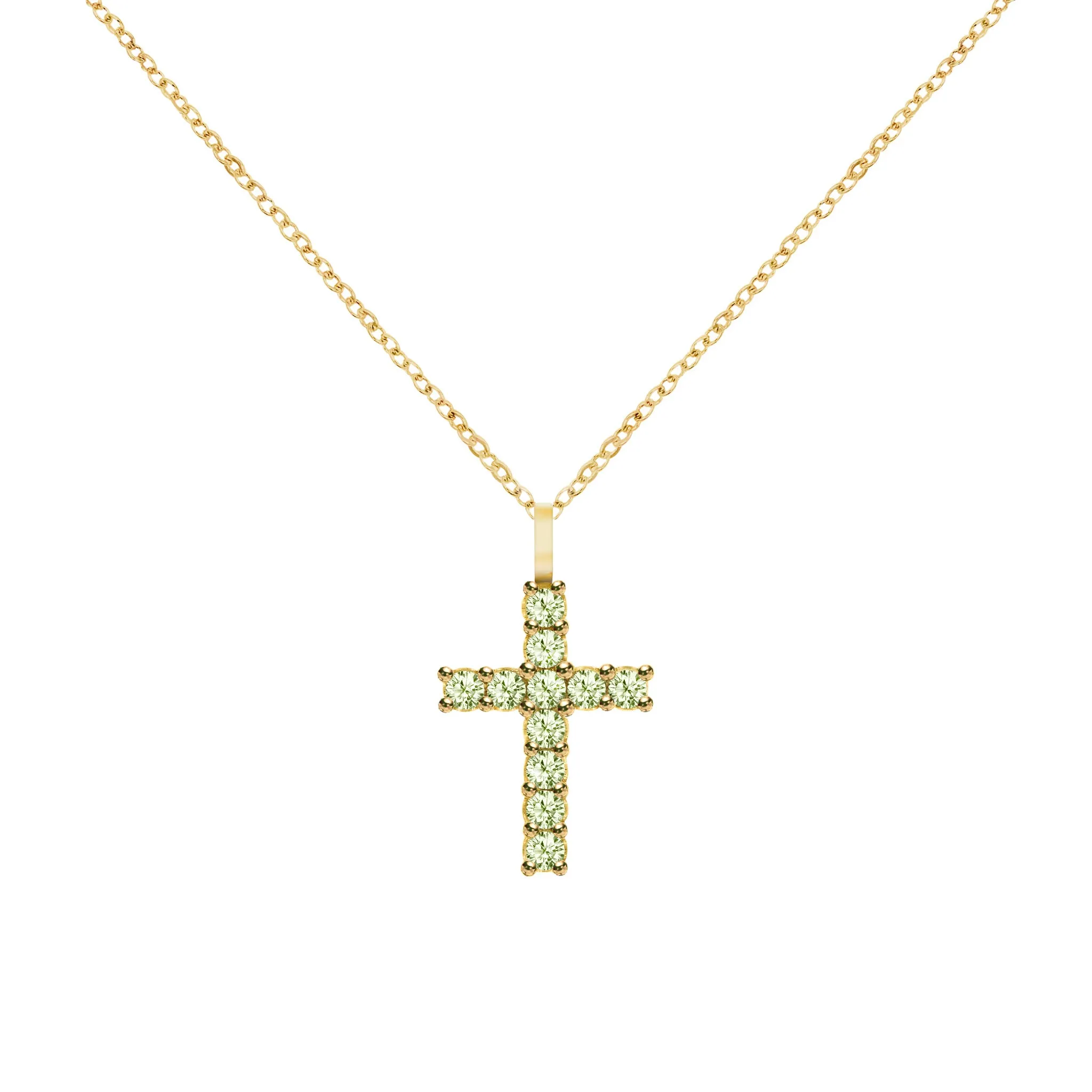 Rosecliff Cross Peridot Pendant in 14k Gold (August) sold by Haverhill product image thumbnail 5