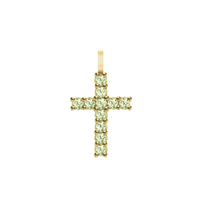 Rosecliff Cross Peridot Pendant in 14k Gold (August) sold by Haverhill