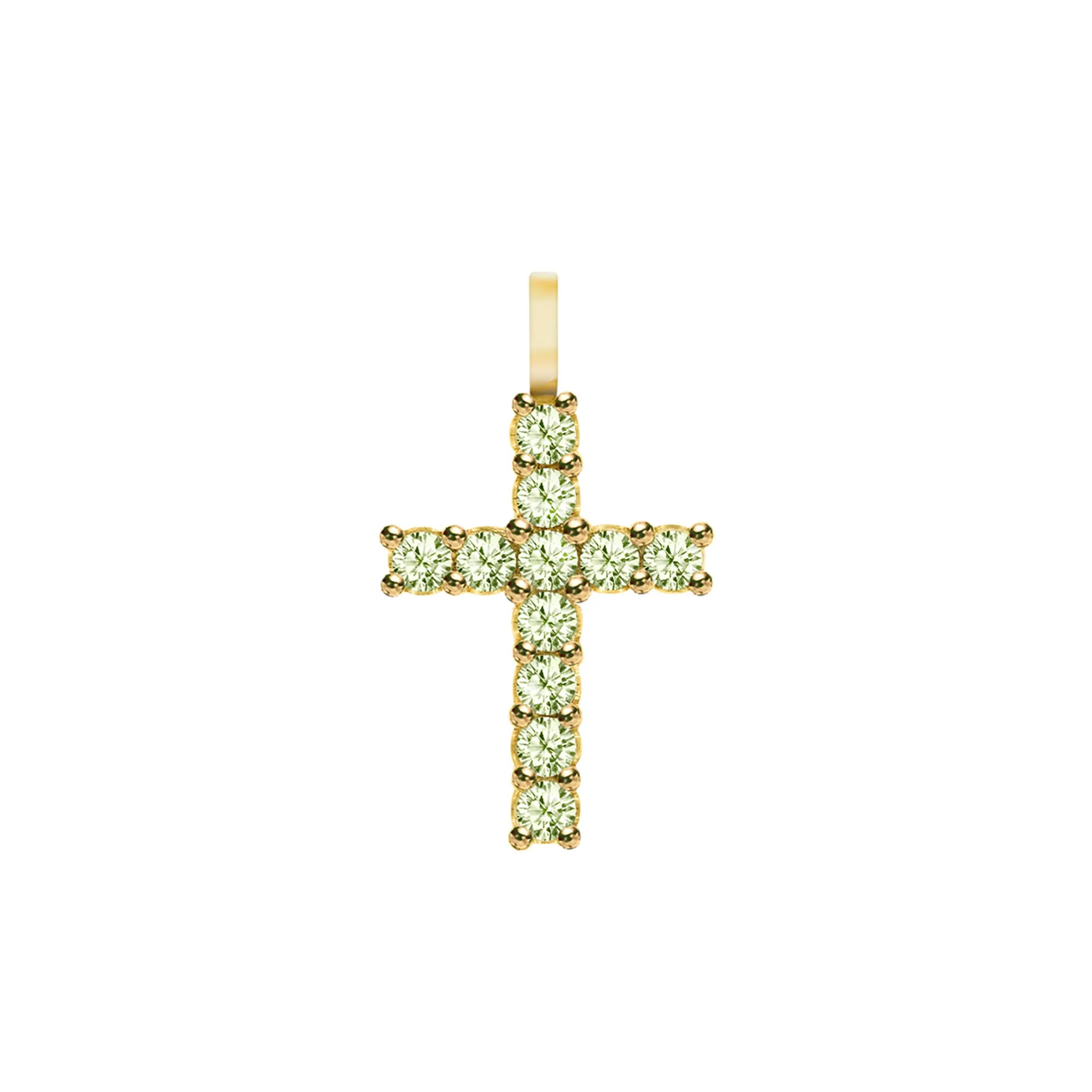 Rosecliff Cross Peridot Pendant in 14k Gold (August) sold by Haverhill