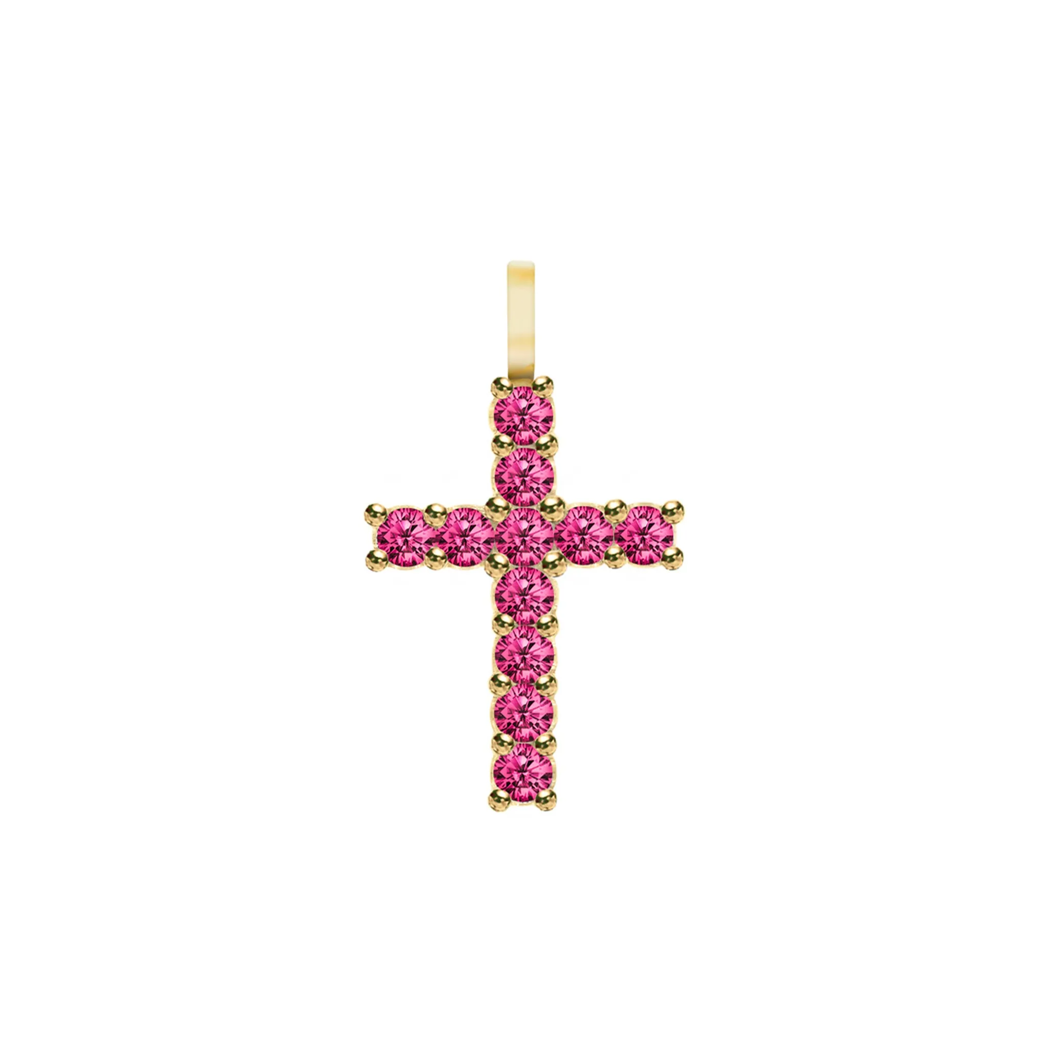 Rosecliff Cross Ruby Pendant in 14k Gold (July) sold by Haverhill