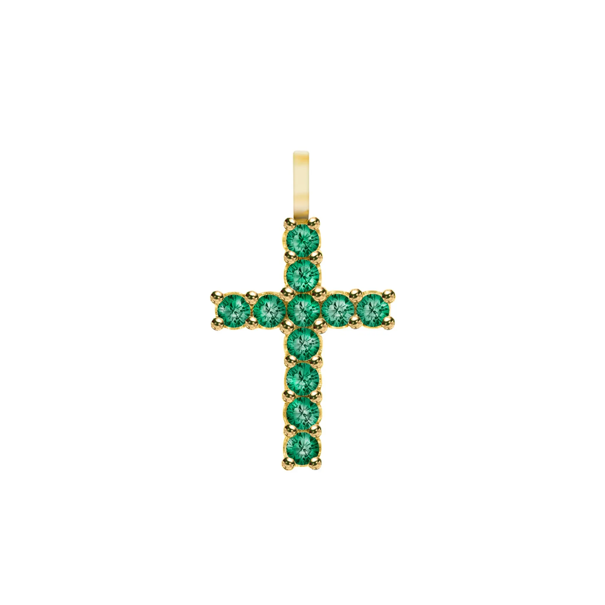 Rosecliff Cross Emerald Pendant in 14k Gold (May) sold by Haverhill